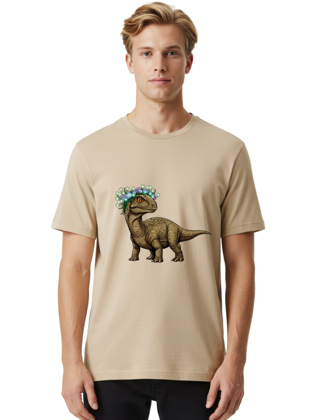 Dinosaur-With-Flower-Crown-2 Men'S Graphic Tee, 100% Cotton, Comfortable Casual Summer Wear, Machine Washable, Vintage Camera, Old Camera, Antique Camera, Black Camera, Classic Photography, Photography Equipment, Nostalgic Device, Film Camera, Bam268