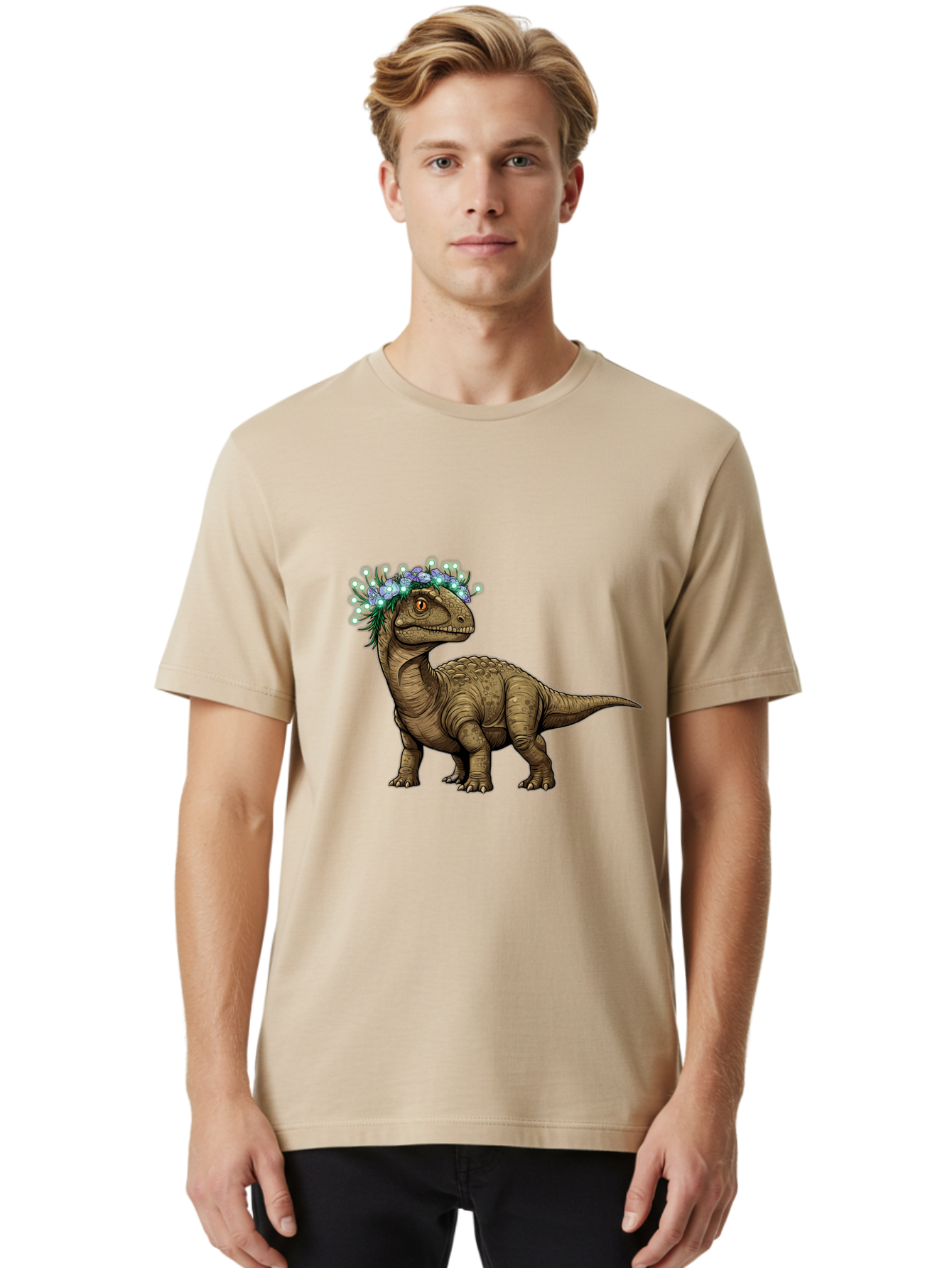 Dinosaur-With-Flower-Crown-2 Men'S Graphic Tee, 100% Cotton, Comfortable Casual Summer Wear, Machine Washable, Vintage Camera, Old Camera, Antique Camera, Black Camera, Classic Photography, Photography Equipment, Nostalgic Device, Film Camera, Bam268