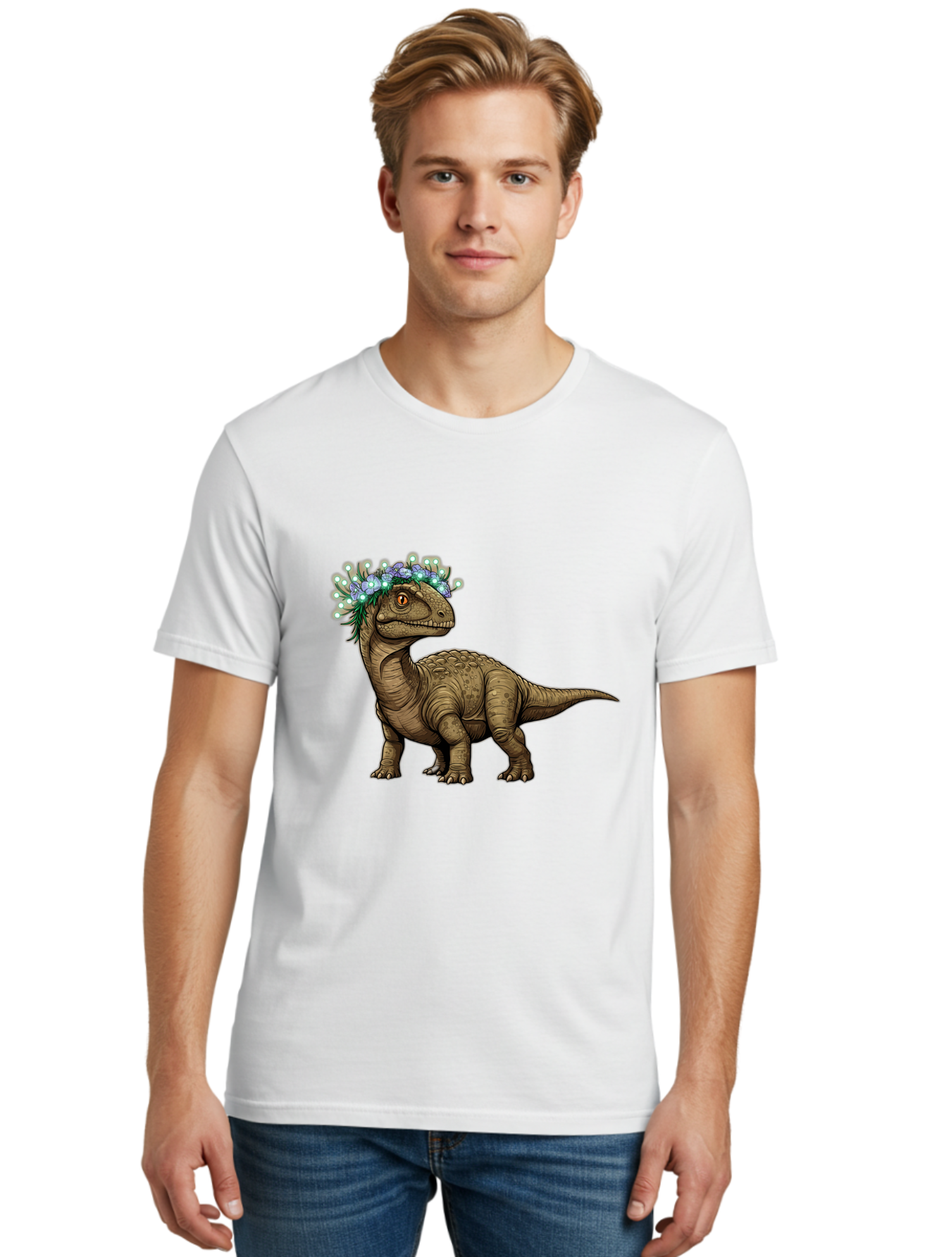 Dinosaur-With-Flower-Crown-2 Men'S Graphic Tee, 100% Cotton, Comfortable Casual Summer Wear, Machine Washable, Vintage Camera, Old Camera, Antique Camera, Black Camera, Classic Photography, Photography Equipment, Nostalgic Device, Film Camera, Bam268
