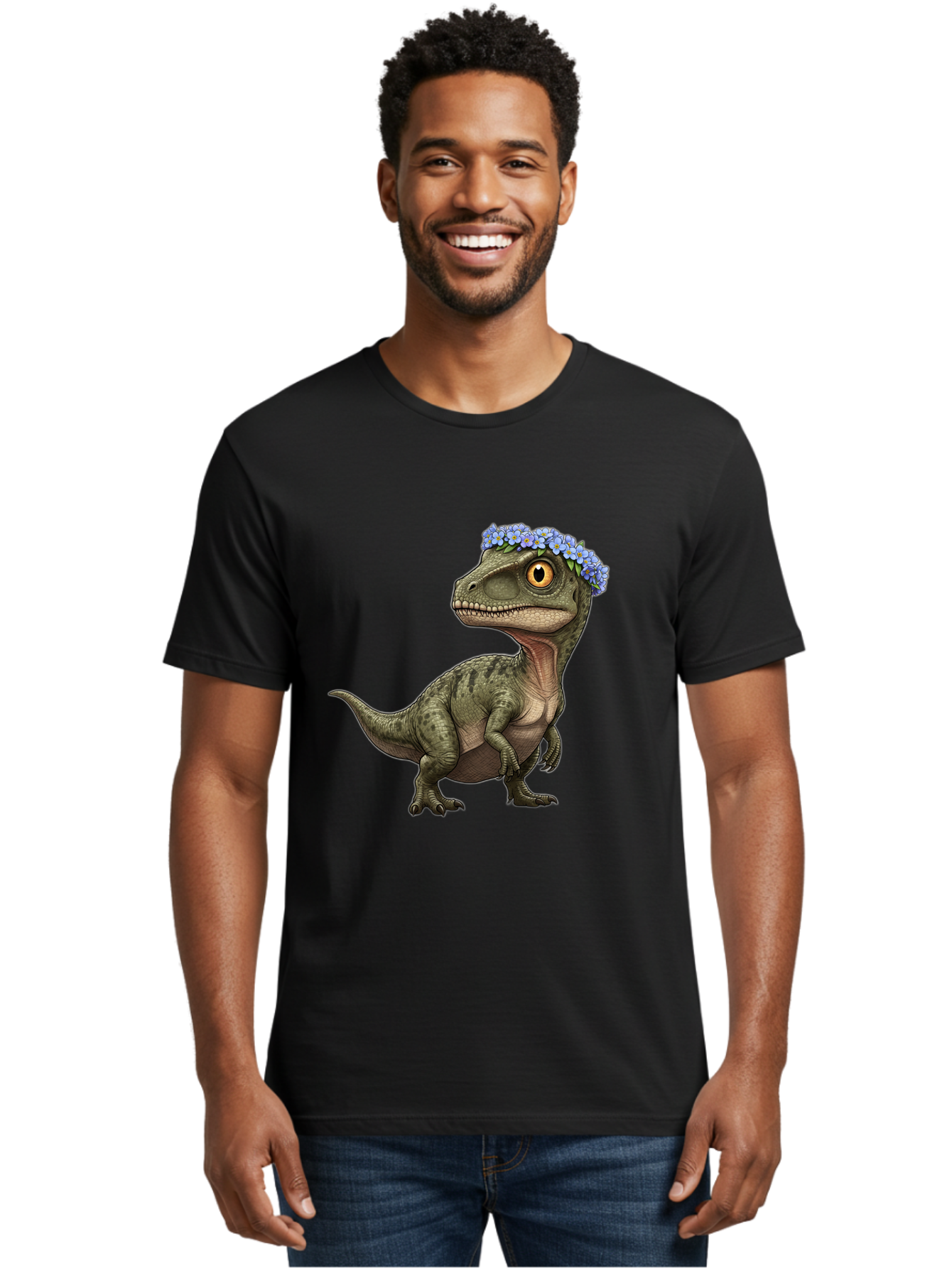 Dinosaur-With-Flower-Crown Men'S Graphic Tee, 100% Cotton, Comfortable Casual Summer Wear, Machine Washable, Vintage Camera, Old Camera, Antique Camera, Black Camera, Classic Photography, Photography Equipment, Nostalgic Device, Film Camera, Bam269