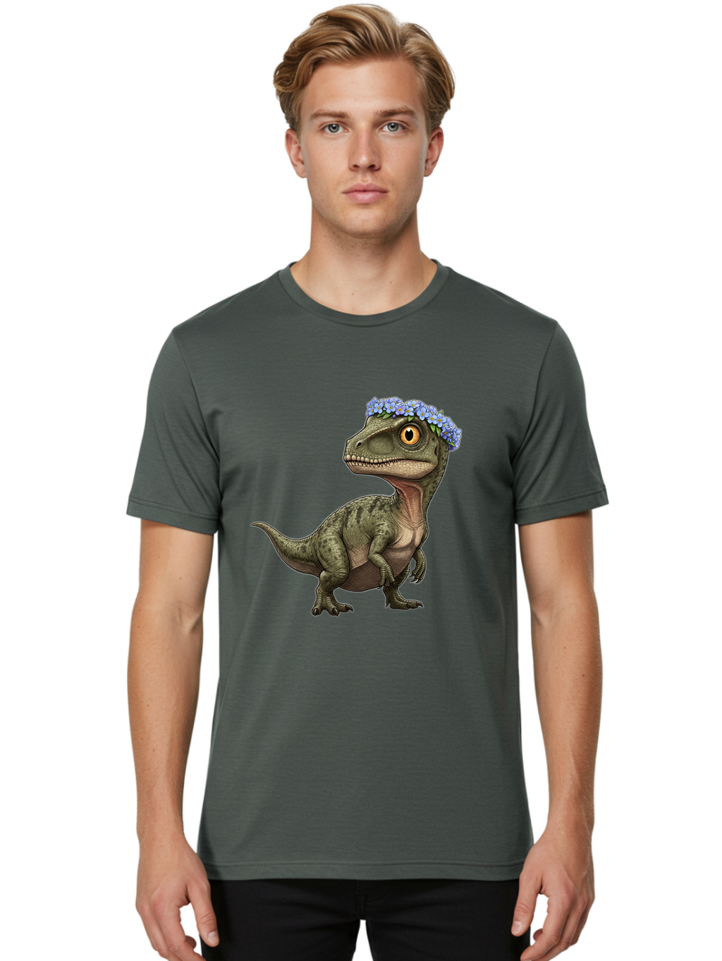 Dinosaur-With-Flower-Crown Men'S Graphic Tee, 100% Cotton, Comfortable Casual Summer Wear, Machine Washable, Vintage Camera, Old Camera, Antique Camera, Black Camera, Classic Photography, Photography Equipment, Nostalgic Device, Film Camera, Bam269