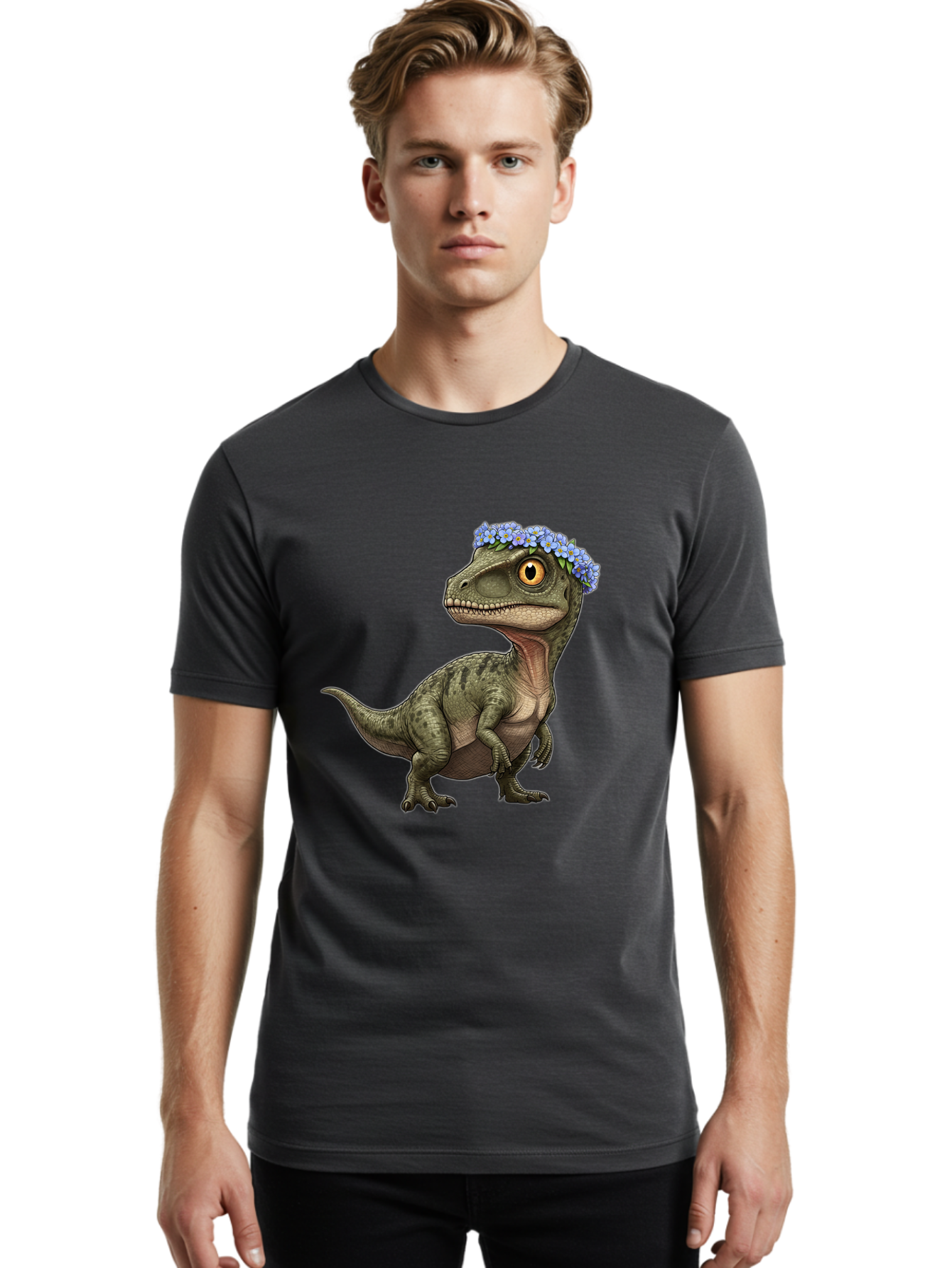 Dinosaur-With-Flower-Crown Men'S Graphic Tee, 100% Cotton, Comfortable Casual Summer Wear, Machine Washable, Vintage Camera, Old Camera, Antique Camera, Black Camera, Classic Photography, Photography Equipment, Nostalgic Device, Film Camera, Bam269