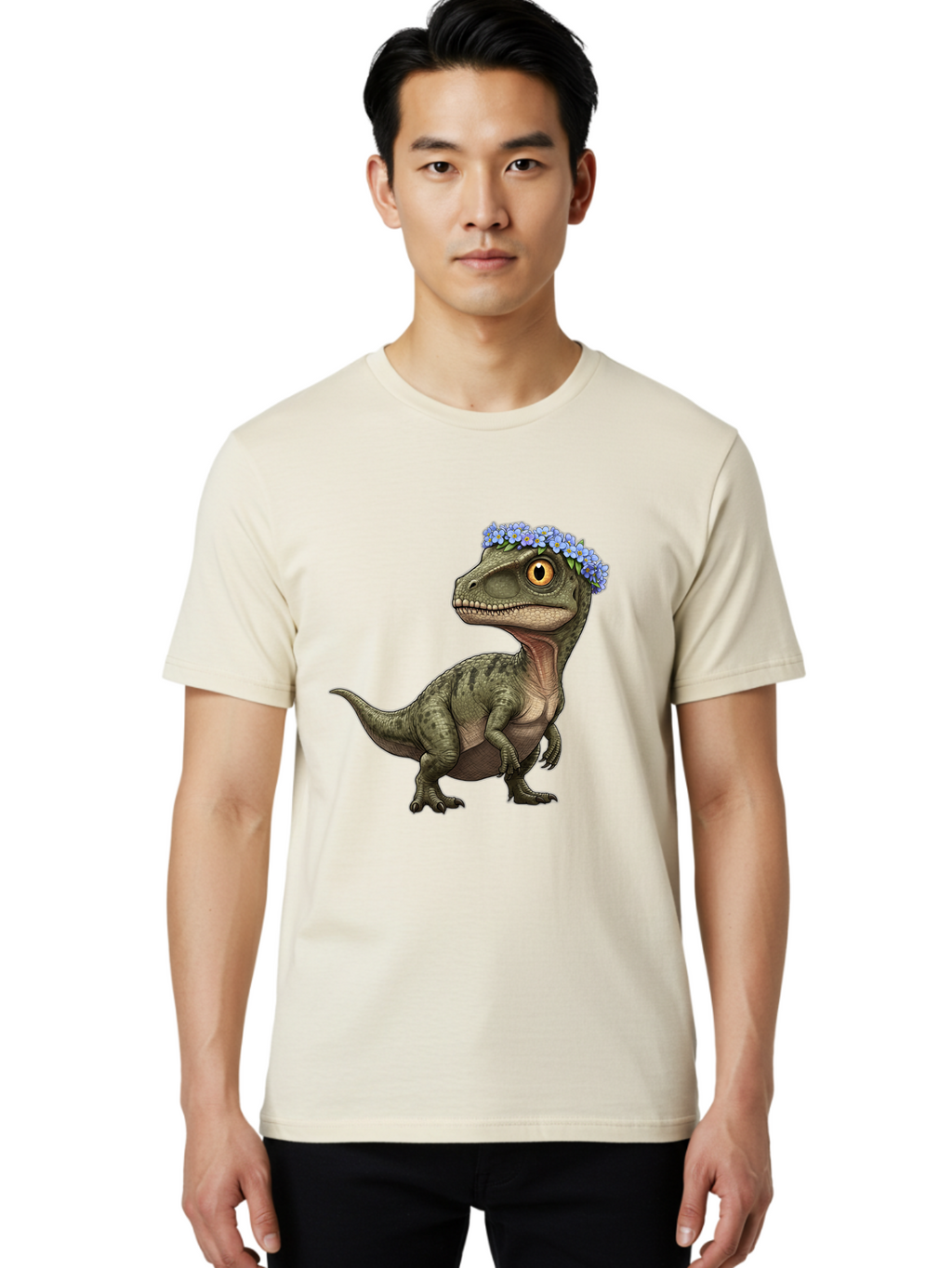 Dinosaur-With-Flower-Crown Men'S Graphic Tee, 100% Cotton, Comfortable Casual Summer Wear, Machine Washable, Vintage Camera, Old Camera, Antique Camera, Black Camera, Classic Photography, Photography Equipment, Nostalgic Device, Film Camera, Bam269
