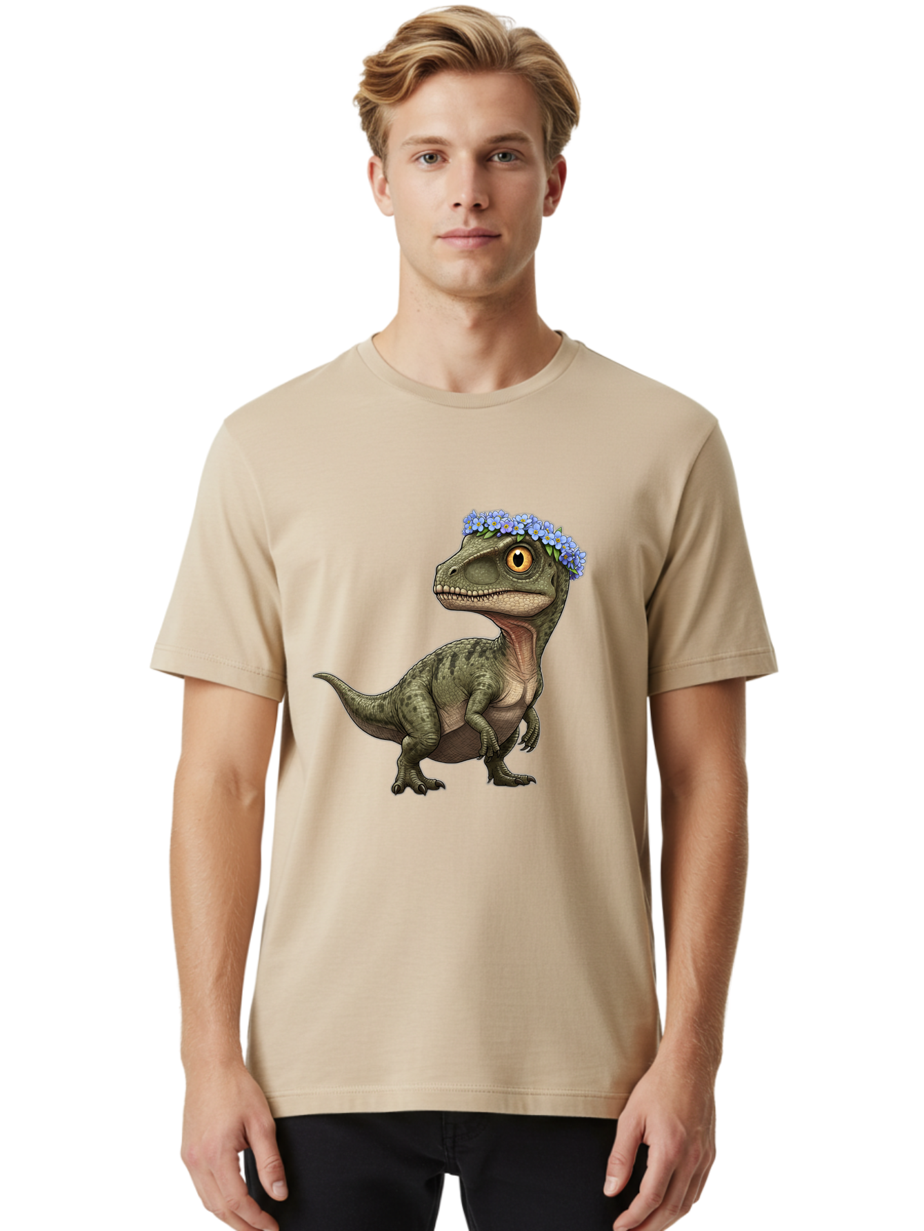 Dinosaur-With-Flower-Crown Men'S Graphic Tee, 100% Cotton, Comfortable Casual Summer Wear, Machine Washable, Vintage Camera, Old Camera, Antique Camera, Black Camera, Classic Photography, Photography Equipment, Nostalgic Device, Film Camera, Bam269