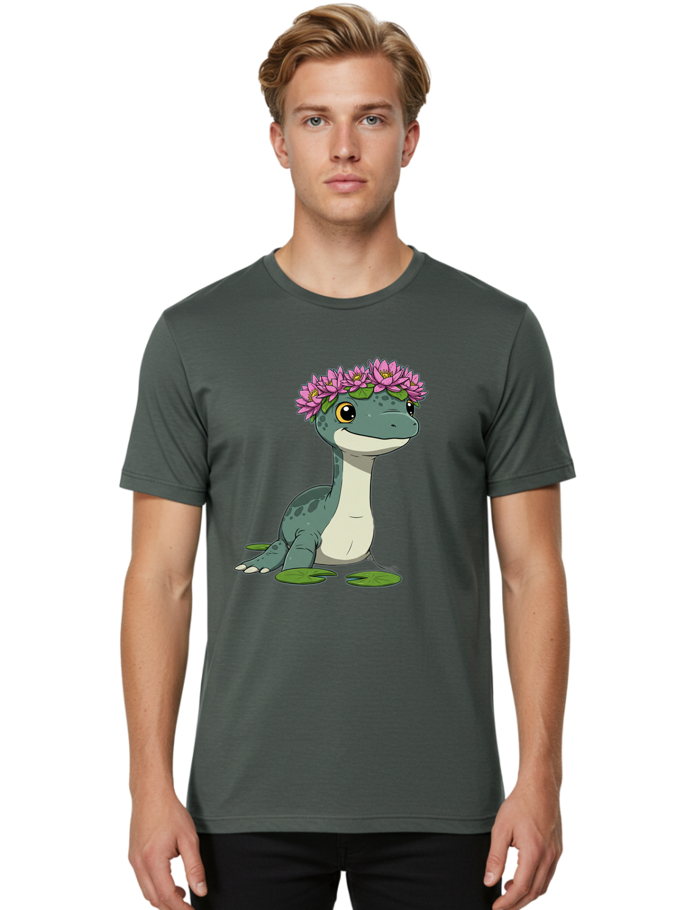 Dinosaur-With-Flower-Wreath Men'S Graphic Tee, 100% Cotton, Comfortable Casual Summer Wear, Machine Washable, Vintage Camera, Old Camera, Antique Camera, Black Camera, Classic Photography, Photography Equipment, Nostalgic Device, Film Camera, Bam270