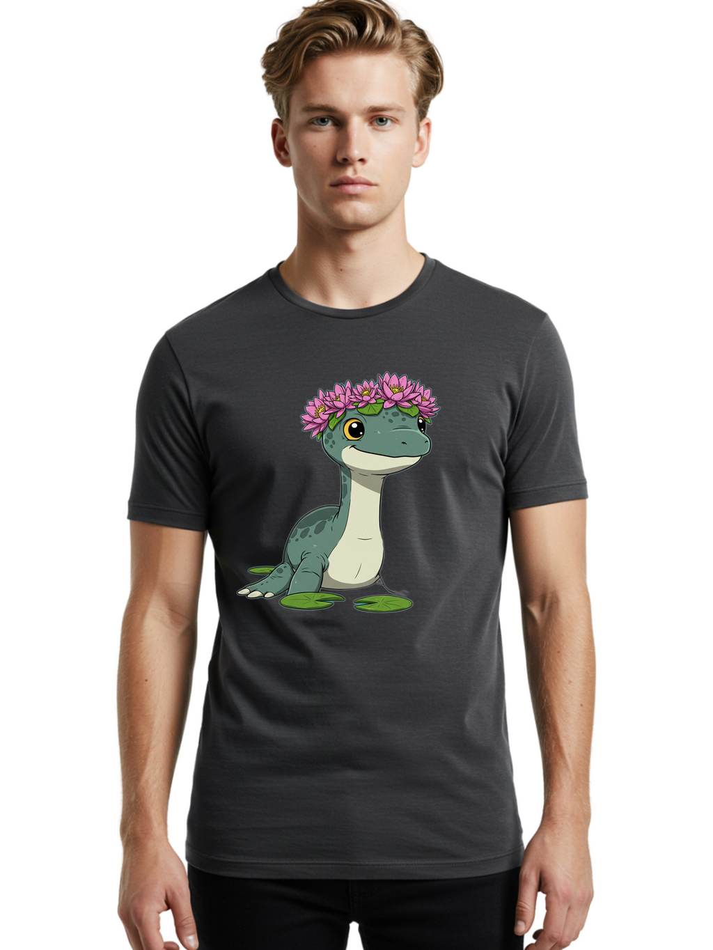 Dinosaur-With-Flower-Wreath Men'S Graphic Tee, 100% Cotton, Comfortable Casual Summer Wear, Machine Washable, Vintage Camera, Old Camera, Antique Camera, Black Camera, Classic Photography, Photography Equipment, Nostalgic Device, Film Camera, Bam270