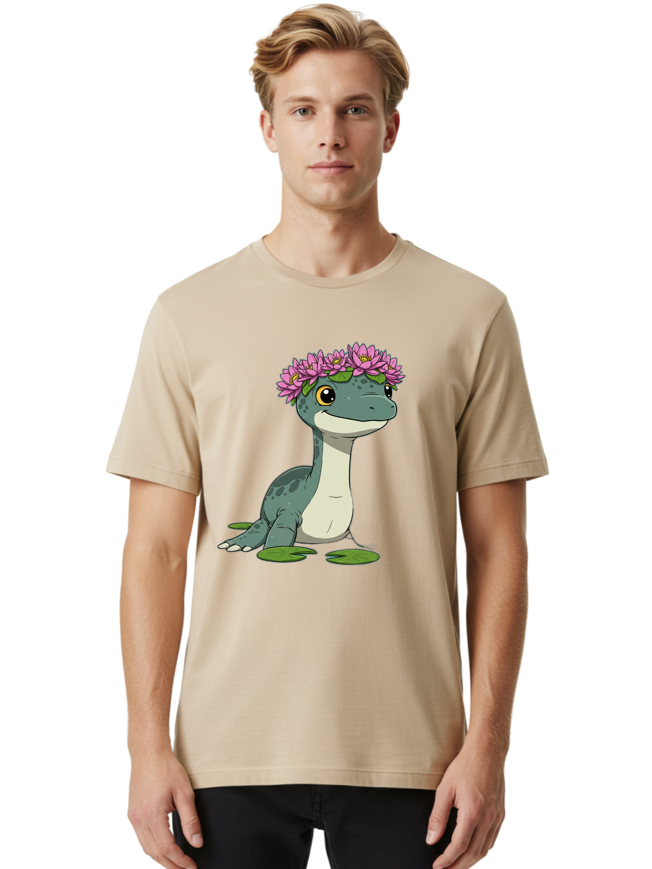 Dinosaur-With-Flower-Wreath Men'S Graphic Tee, 100% Cotton, Comfortable Casual Summer Wear, Machine Washable, Vintage Camera, Old Camera, Antique Camera, Black Camera, Classic Photography, Photography Equipment, Nostalgic Device, Film Camera, Bam270