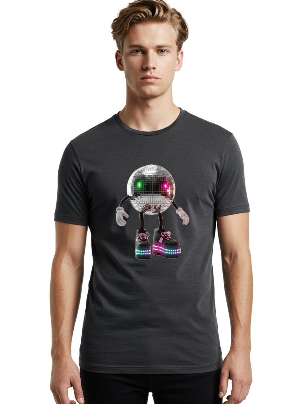 Disco-Ball-Character-1 Men'S Graphic Tee, 100% Cotton, Comfortable Casual Summer Wear, Machine Washable, Vintage Camera, Old Camera, Antique Camera, Black Camera, Classic Photography, Photography Equipment, Nostalgic Device, Film Camera, Bam274
