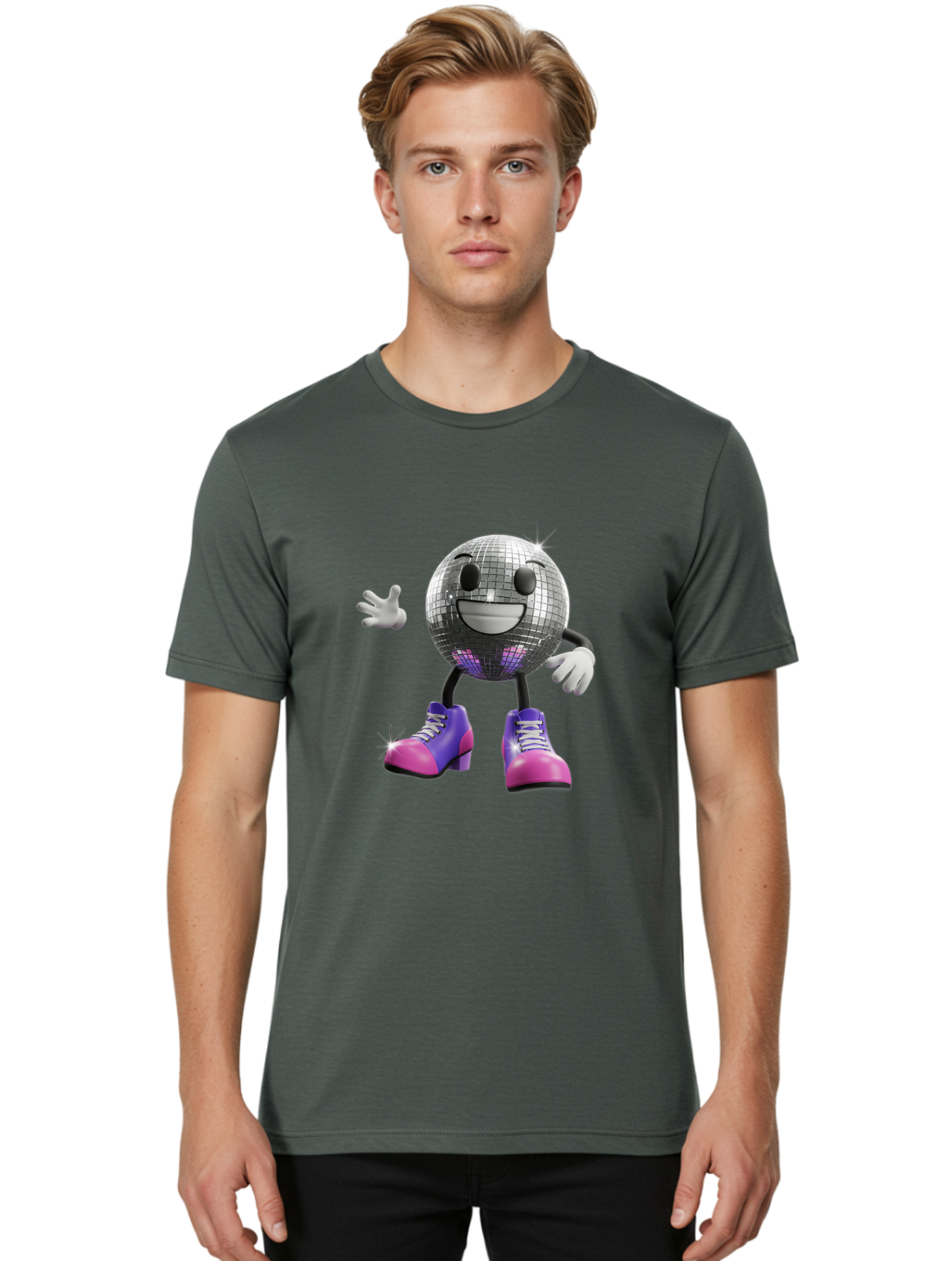 Disco-Ball-Character Men'S Graphic Tee, 100% Cotton, Comfortable Casual Summer Wear, Machine Washable, Vintage Camera, Old Camera, Antique Camera, Black Camera, Classic Photography, Photography Equipment, Nostalgic Device, Film Camera, Bam277