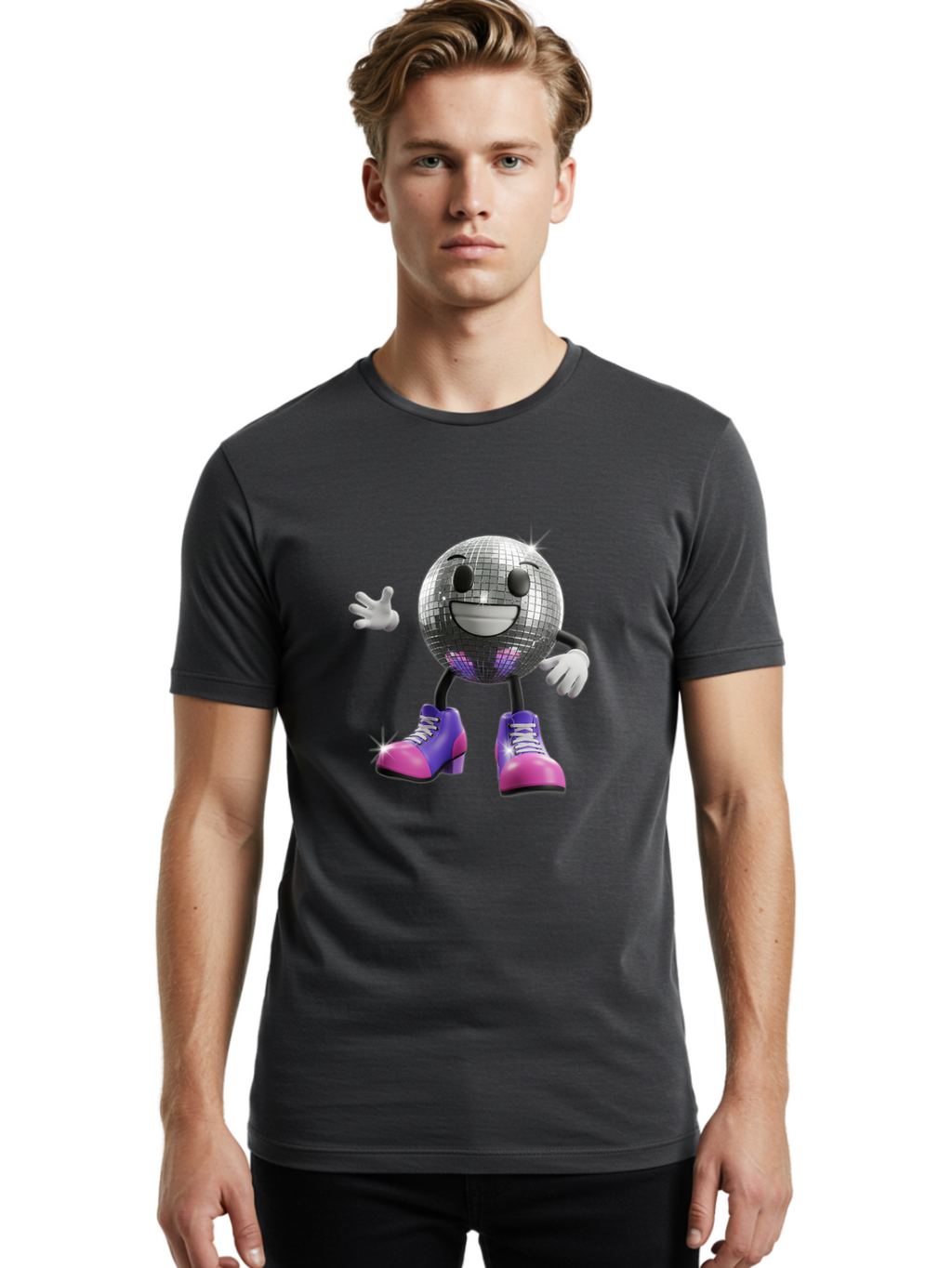 Disco-Ball-Character Men'S Graphic Tee, 100% Cotton, Comfortable Casual Summer Wear, Machine Washable, Vintage Camera, Old Camera, Antique Camera, Black Camera, Classic Photography, Photography Equipment, Nostalgic Device, Film Camera, Bam277