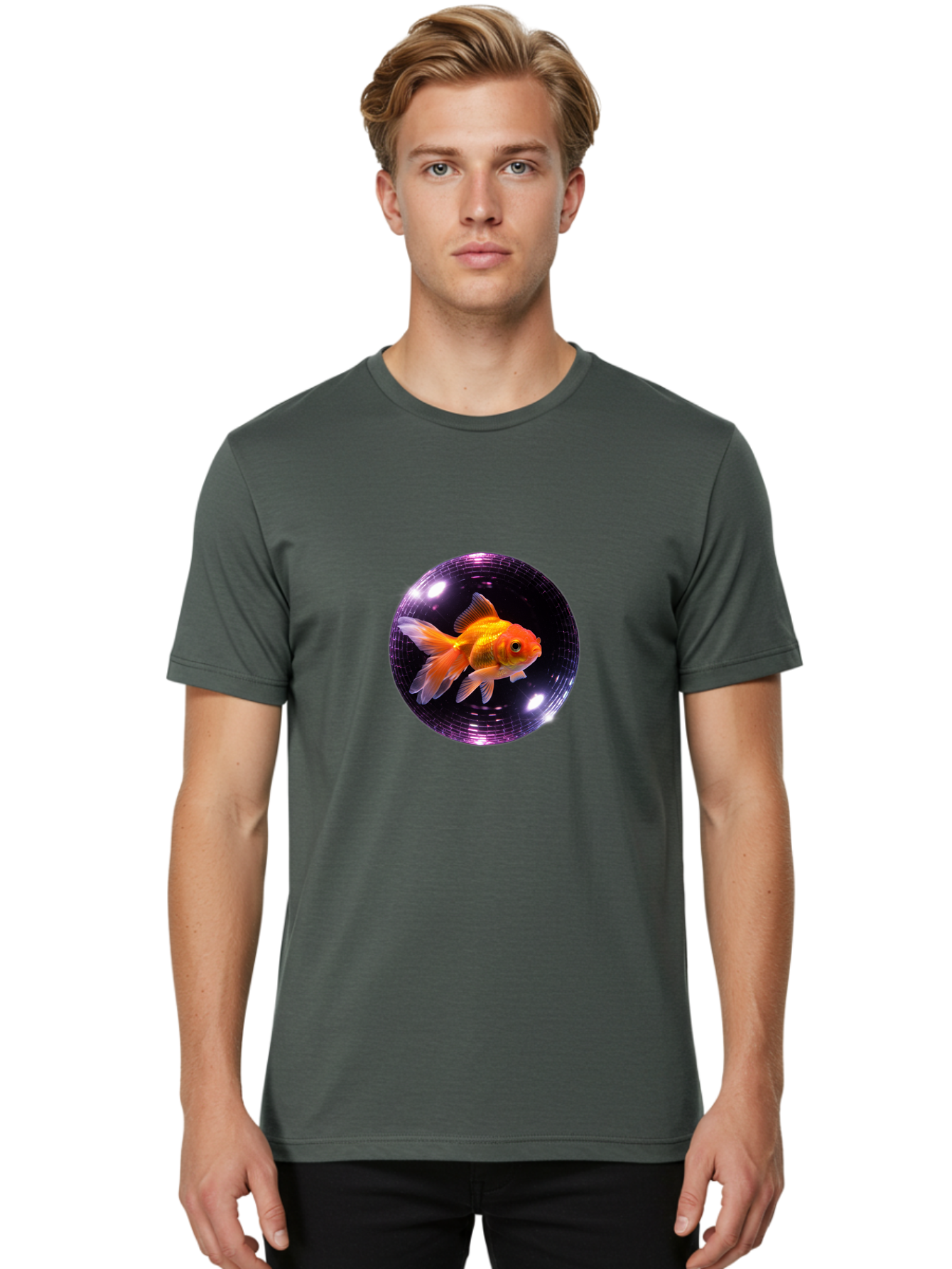 Disco-Ball-Goldfish Men'S Graphic Tee, 100% Cotton, Comfortable Casual Summer Wear, Machine Washable, Vintage Camera, Old Camera, Antique Camera, Black Camera, Classic Photography, Photography Equipment, Nostalgic Device, Film Camera, Bam280