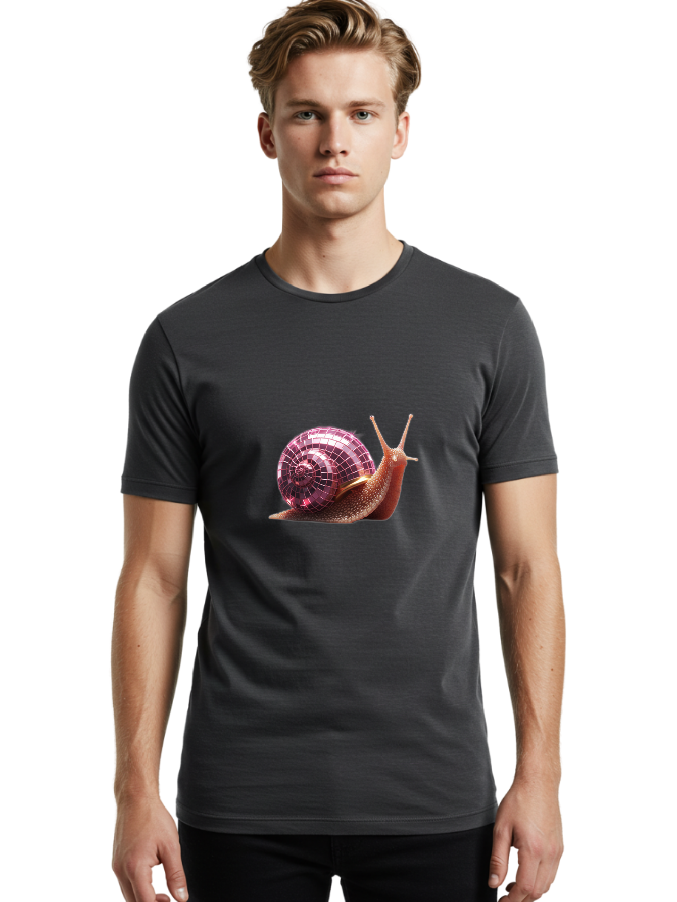 Disco-Snail-1 Men'S Graphic Tee, 100% Cotton, Comfortable Casual Summer Wear, Machine Washable, Vintage Camera, Old Camera, Antique Camera, Black Camera, Classic Photography, Photography Equipment, Nostalgic Device, Film Camera, Camera Art Bam286