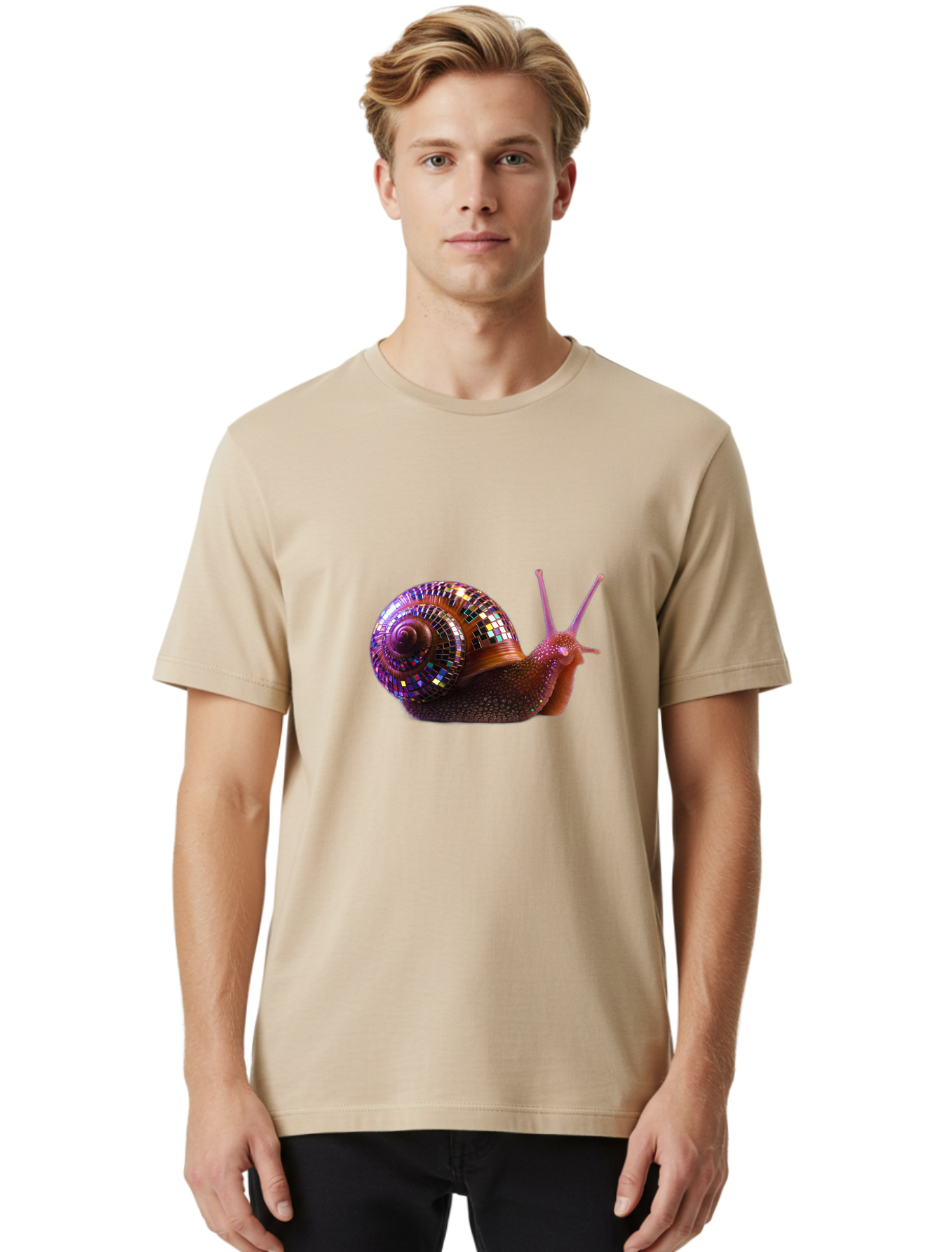 Disco-Snail-3 Men'S Graphic Tee, 100% Cotton, Comfortable Casual Summer Wear, Machine Washable, Vintage Camera, Old Camera, Antique Camera, Black Camera, Classic Photography, Photography Equipment, Nostalgic Device, Film Camera, Camera Art Bam288