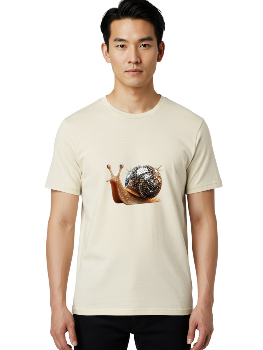 Disco-Snail-4 Men'S Graphic Tee, 100% Cotton, Comfortable Casual Summer Wear, Machine Washable, Vintage Camera, Old Camera, Antique Camera, Black Camera, Classic Photography, Photography Equipment, Nostalgic Device, Film Camera, Camera Art Bam289