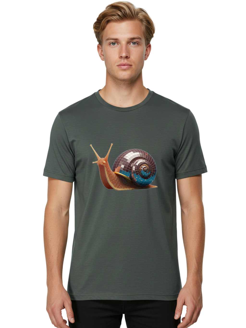 Disco-Snail-5 Men'S Graphic Tee, 100% Cotton, Comfortable Casual Summer Wear, Machine Washable, Vintage Camera, Old Camera, Antique Camera, Black Camera, Classic Photography, Photography Equipment, Nostalgic Device, Film Camera, Camera Art Bam290