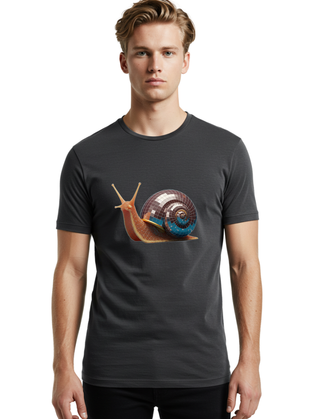 Disco-Snail-5 Men'S Graphic Tee, 100% Cotton, Comfortable Casual Summer Wear, Machine Washable, Vintage Camera, Old Camera, Antique Camera, Black Camera, Classic Photography, Photography Equipment, Nostalgic Device, Film Camera, Camera Art Bam290