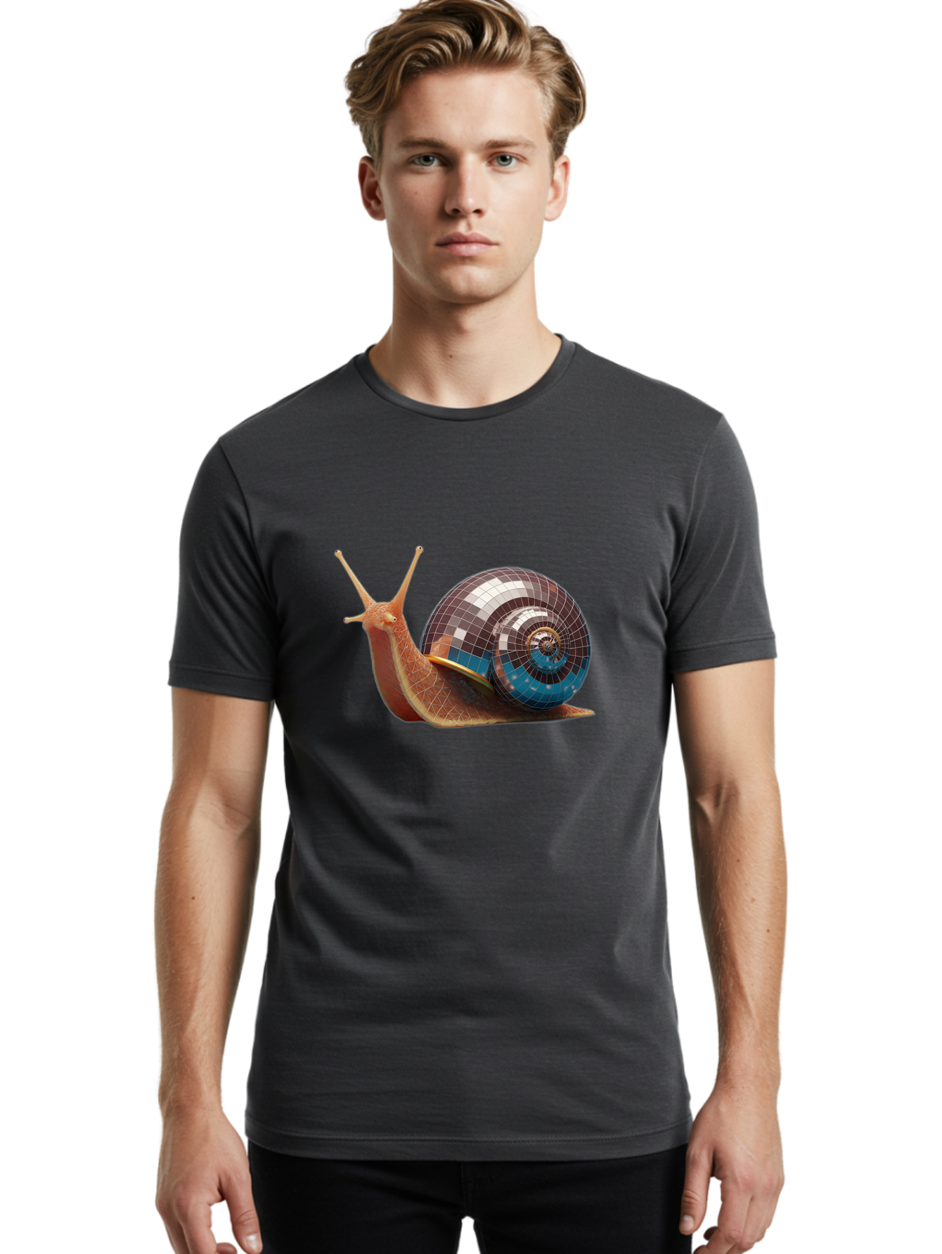 Disco-Snail-5 Men'S Graphic Tee, 100% Cotton, Comfortable Casual Summer Wear, Machine Washable, Vintage Camera, Old Camera, Antique Camera, Black Camera, Classic Photography, Photography Equipment, Nostalgic Device, Film Camera, Camera Art Bam290