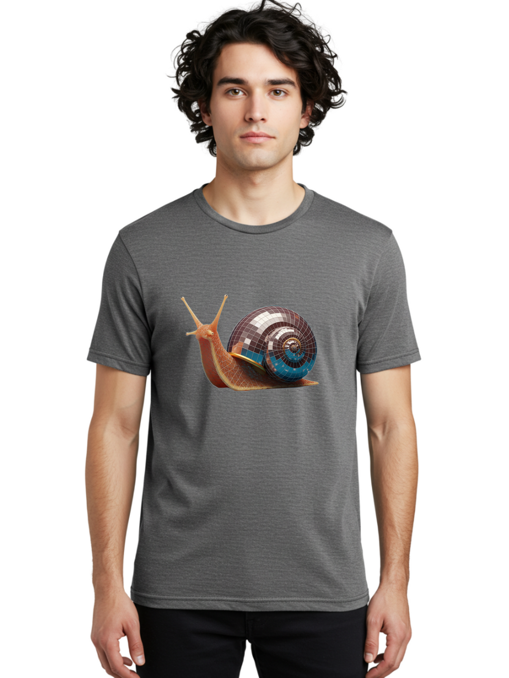 Disco-Snail-5 Men'S Graphic Tee, 100% Cotton, Comfortable Casual Summer Wear, Machine Washable, Vintage Camera, Old Camera, Antique Camera, Black Camera, Classic Photography, Photography Equipment, Nostalgic Device, Film Camera, Camera Art Bam290