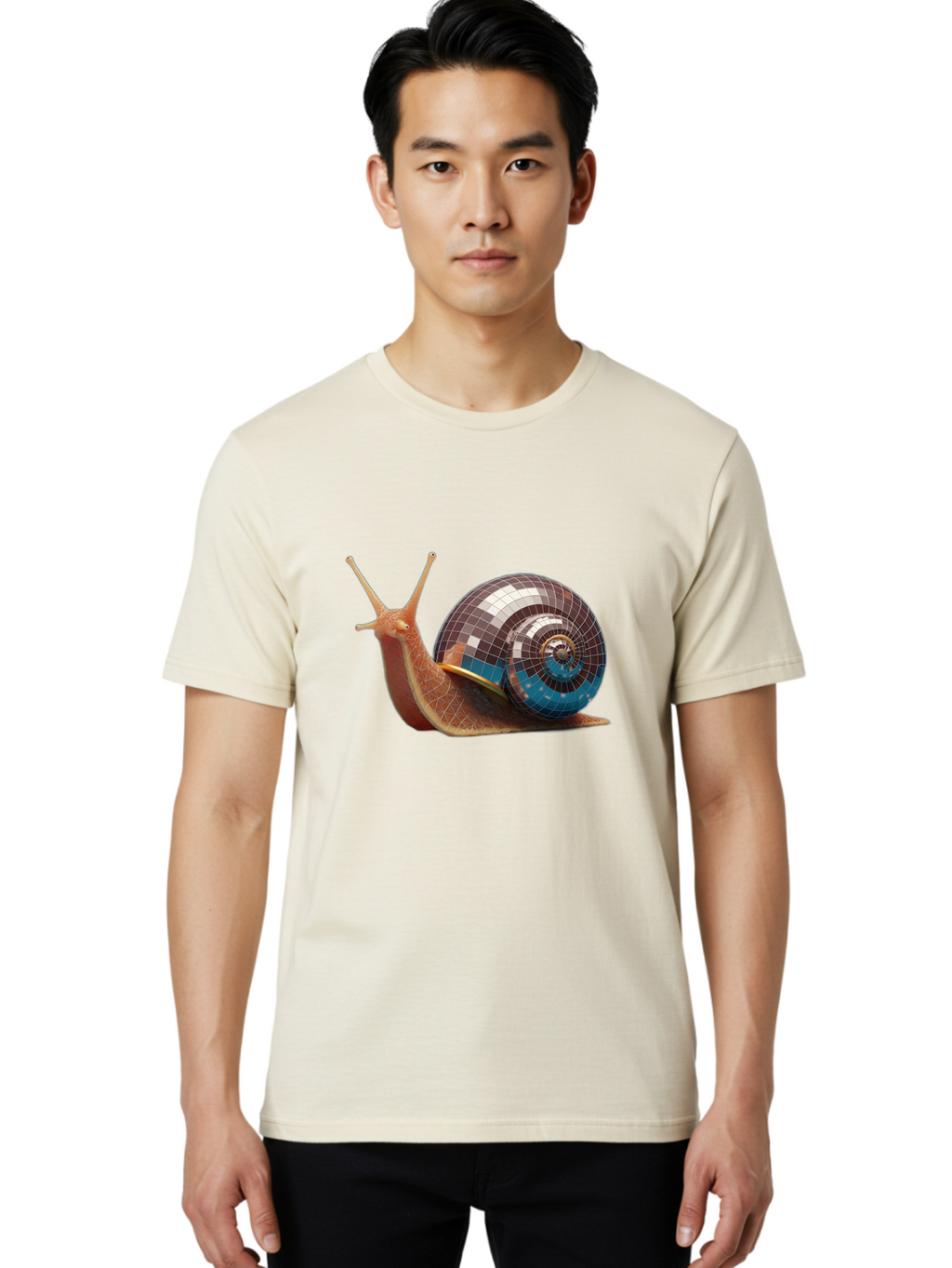 Disco-Snail-5 Men'S Graphic Tee, 100% Cotton, Comfortable Casual Summer Wear, Machine Washable, Vintage Camera, Old Camera, Antique Camera, Black Camera, Classic Photography, Photography Equipment, Nostalgic Device, Film Camera, Camera Art Bam290