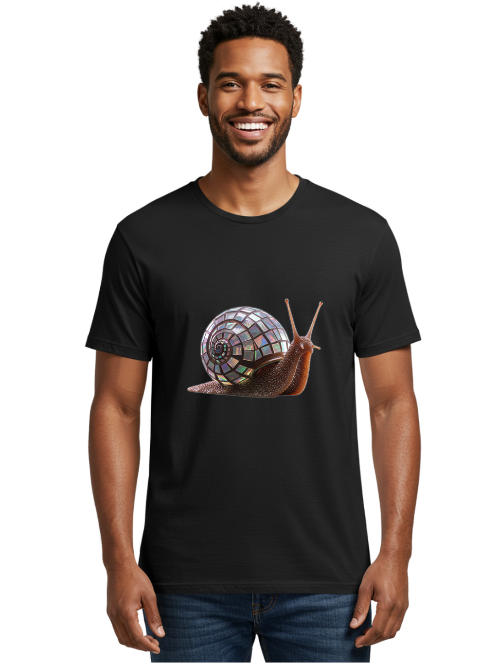 Disco-Snail-6 Men'S Graphic Tee, 100% Cotton, Comfortable Casual Summer Wear, Machine Washable, Vintage Camera, Old Camera, Antique Camera, Black Camera, Classic Photography, Photography Equipment, Nostalgic Device, Film Camera, Camera Art Bam291