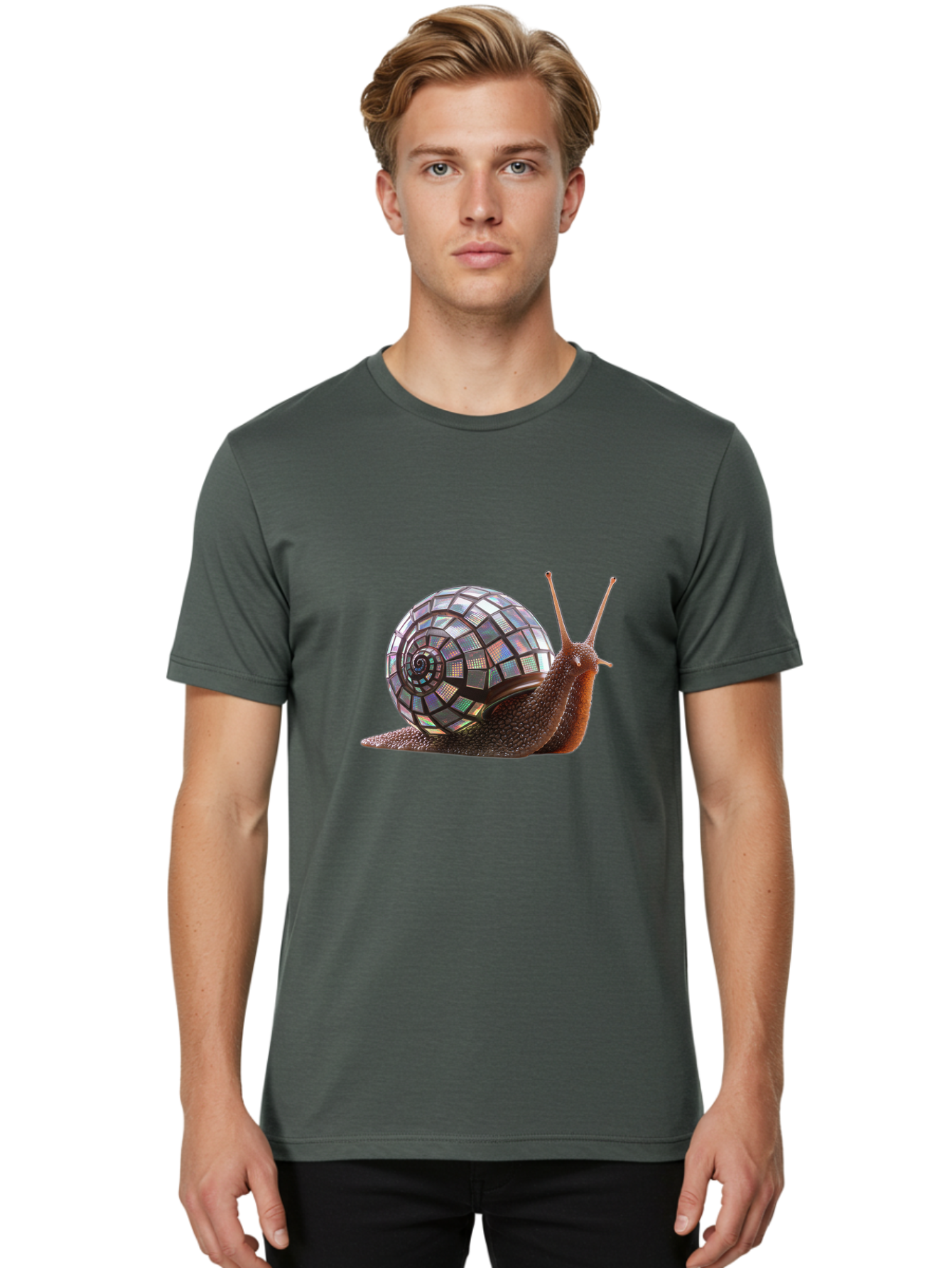 Disco-Snail-6 Men'S Graphic Tee, 100% Cotton, Comfortable Casual Summer Wear, Machine Washable, Vintage Camera, Old Camera, Antique Camera, Black Camera, Classic Photography, Photography Equipment, Nostalgic Device, Film Camera, Camera Art Bam291