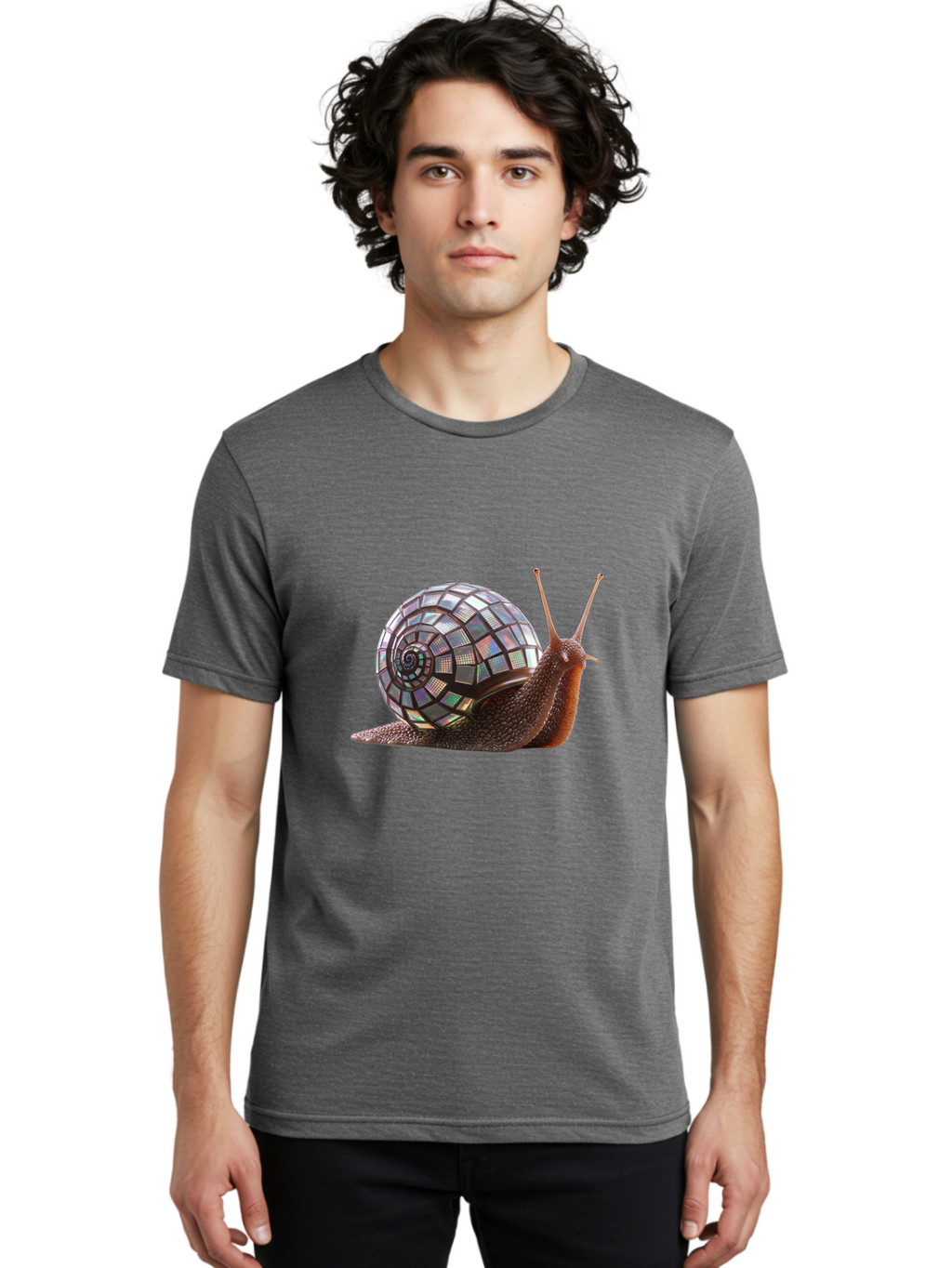 Disco-Snail-6 Men'S Graphic Tee, 100% Cotton, Comfortable Casual Summer Wear, Machine Washable, Vintage Camera, Old Camera, Antique Camera, Black Camera, Classic Photography, Photography Equipment, Nostalgic Device, Film Camera, Camera Art Bam291
