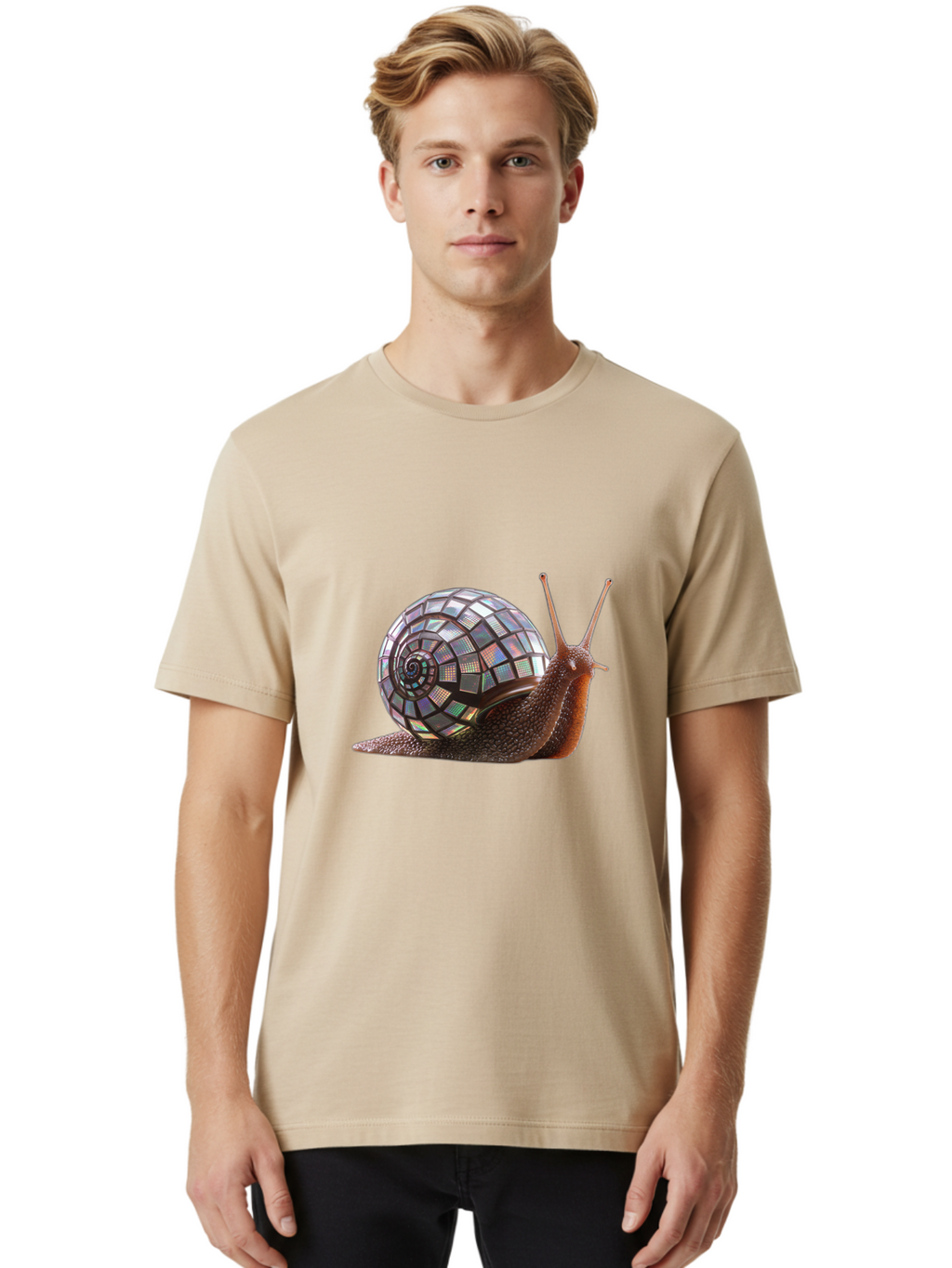 Disco-Snail-6 Men'S Graphic Tee, 100% Cotton, Comfortable Casual Summer Wear, Machine Washable, Vintage Camera, Old Camera, Antique Camera, Black Camera, Classic Photography, Photography Equipment, Nostalgic Device, Film Camera, Camera Art Bam291