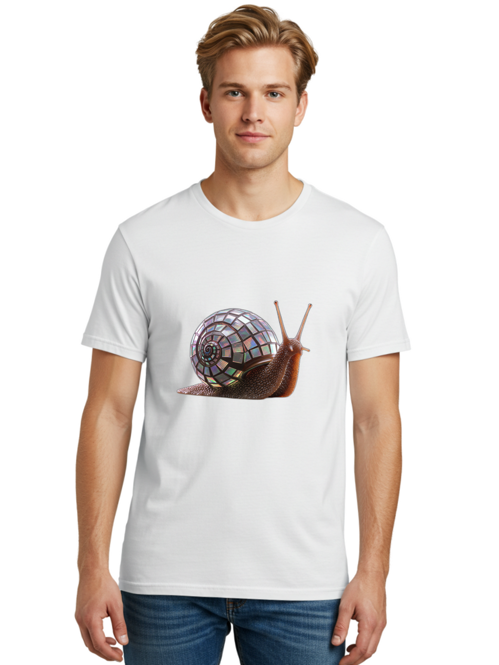 Disco-Snail-6 Men'S Graphic Tee, 100% Cotton, Comfortable Casual Summer Wear, Machine Washable, Vintage Camera, Old Camera, Antique Camera, Black Camera, Classic Photography, Photography Equipment, Nostalgic Device, Film Camera, Camera Art Bam291
