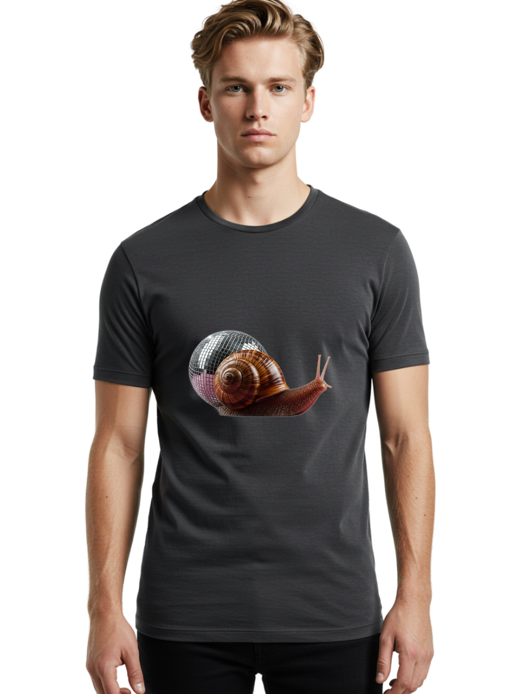 Disco-Snail-7 Men'S Graphic Tee, 100% Cotton, Comfortable Casual Summer Wear, Machine Washable, Vintage Camera, Old Camera, Antique Camera, Black Camera, Classic Photography, Photography Equipment, Nostalgic Device, Film Camera, Camera Art Bam292