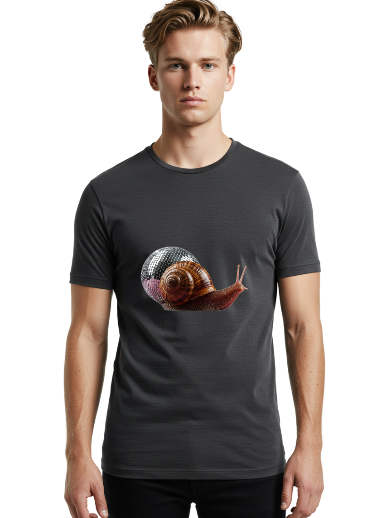 Disco-Snail-7 Men'S Graphic Tee, 100% Cotton, Comfortable Casual Summer Wear, Machine Washable, Vintage Camera, Old Camera, Antique Camera, Black Camera, Classic Photography, Photography Equipment, Nostalgic Device, Film Camera, Camera Art Bam292