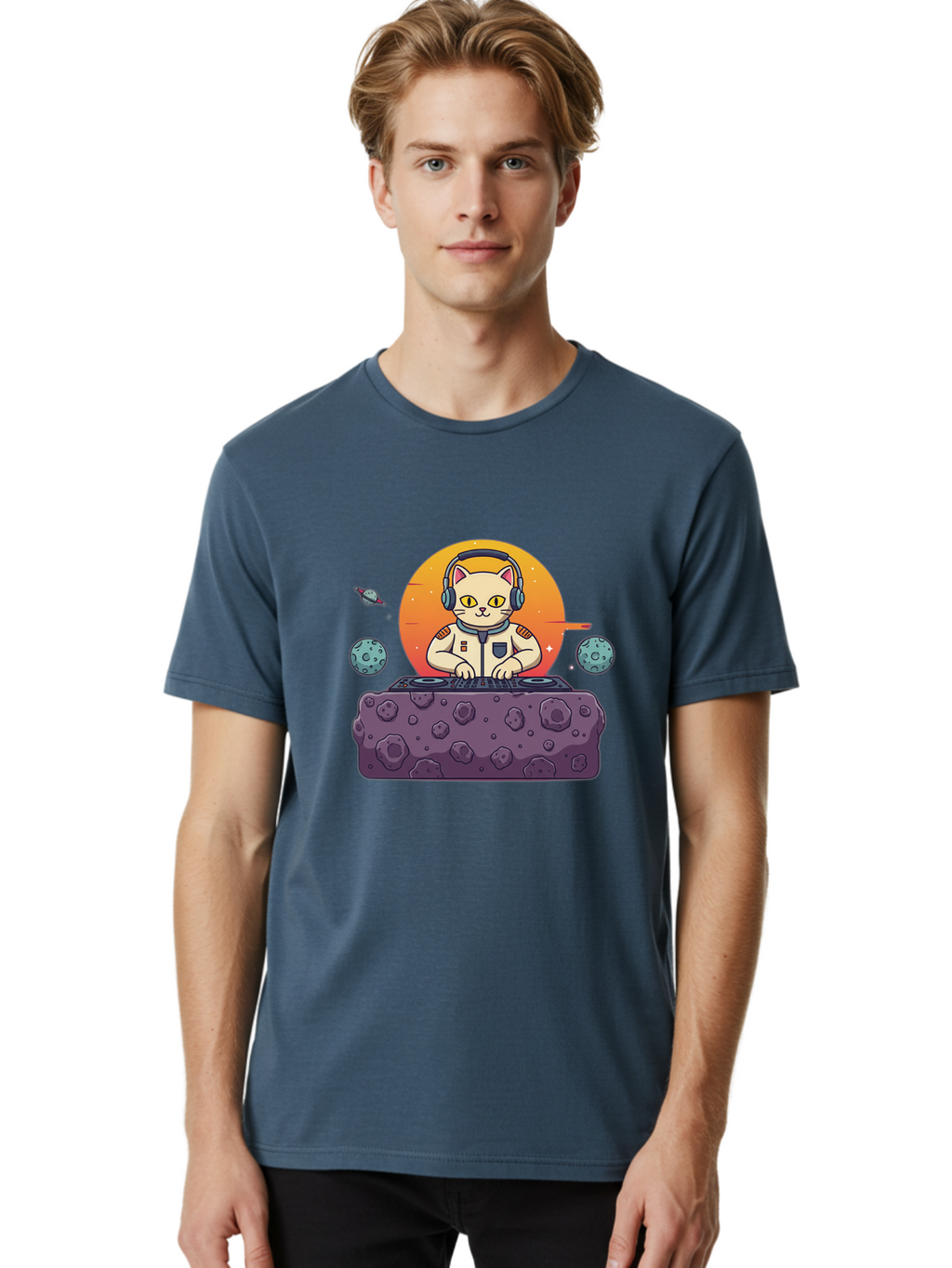 Dj-Astronaut-Cat Men'S Graphic Tee, 100% Cotton, Comfortable Casual Summer Wear, Machine Washable, Vintage Camera, Old Camera, Antique Camera, Black Camera, Classic Photography, Photography Equipment, Nostalgic Device, Film Camera, Camera Art Bam297