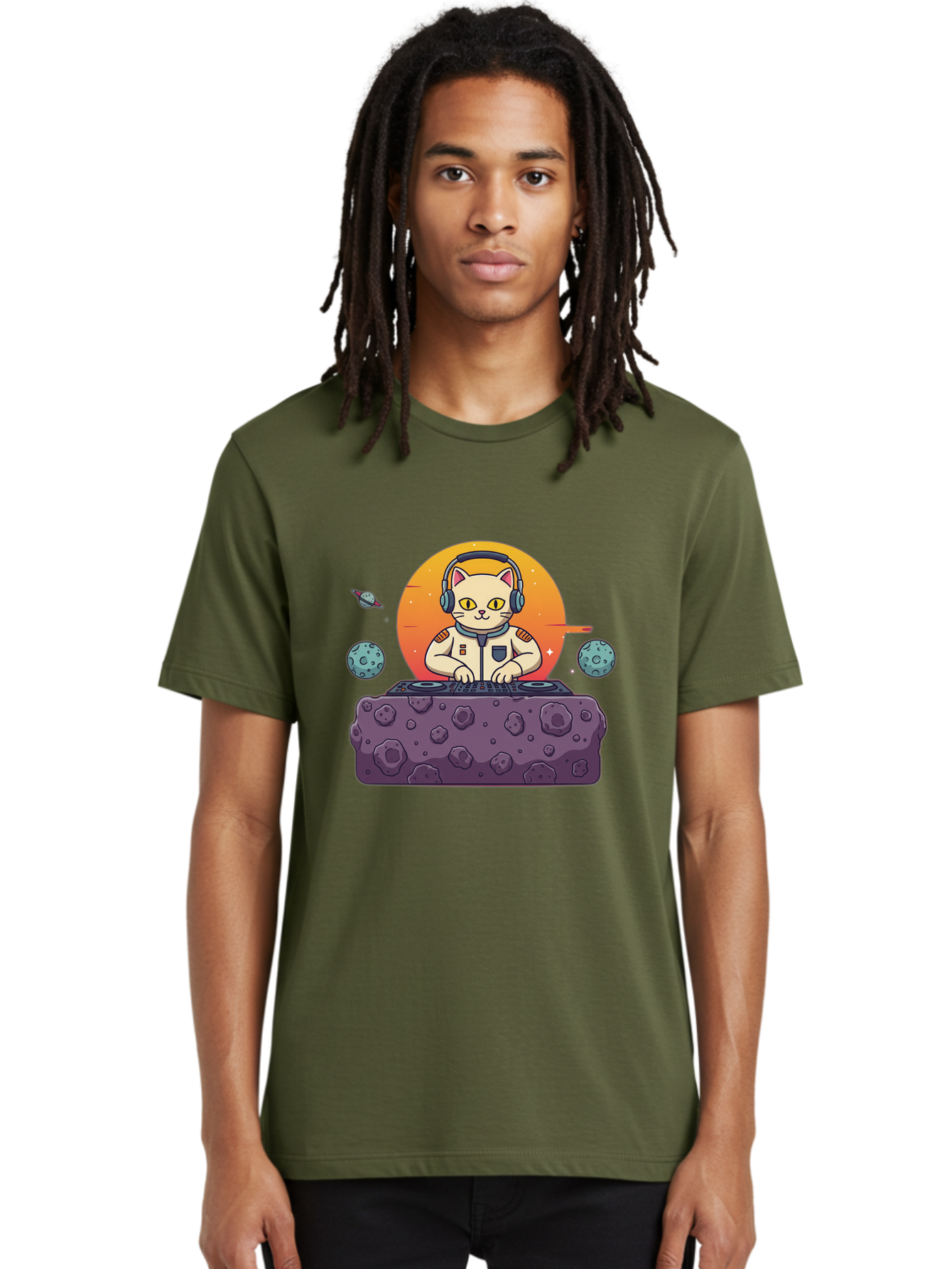 Dj-Astronaut-Cat Men'S Graphic Tee, 100% Cotton, Comfortable Casual Summer Wear, Machine Washable, Vintage Camera, Old Camera, Antique Camera, Black Camera, Classic Photography, Photography Equipment, Nostalgic Device, Film Camera, Camera Art Bam297