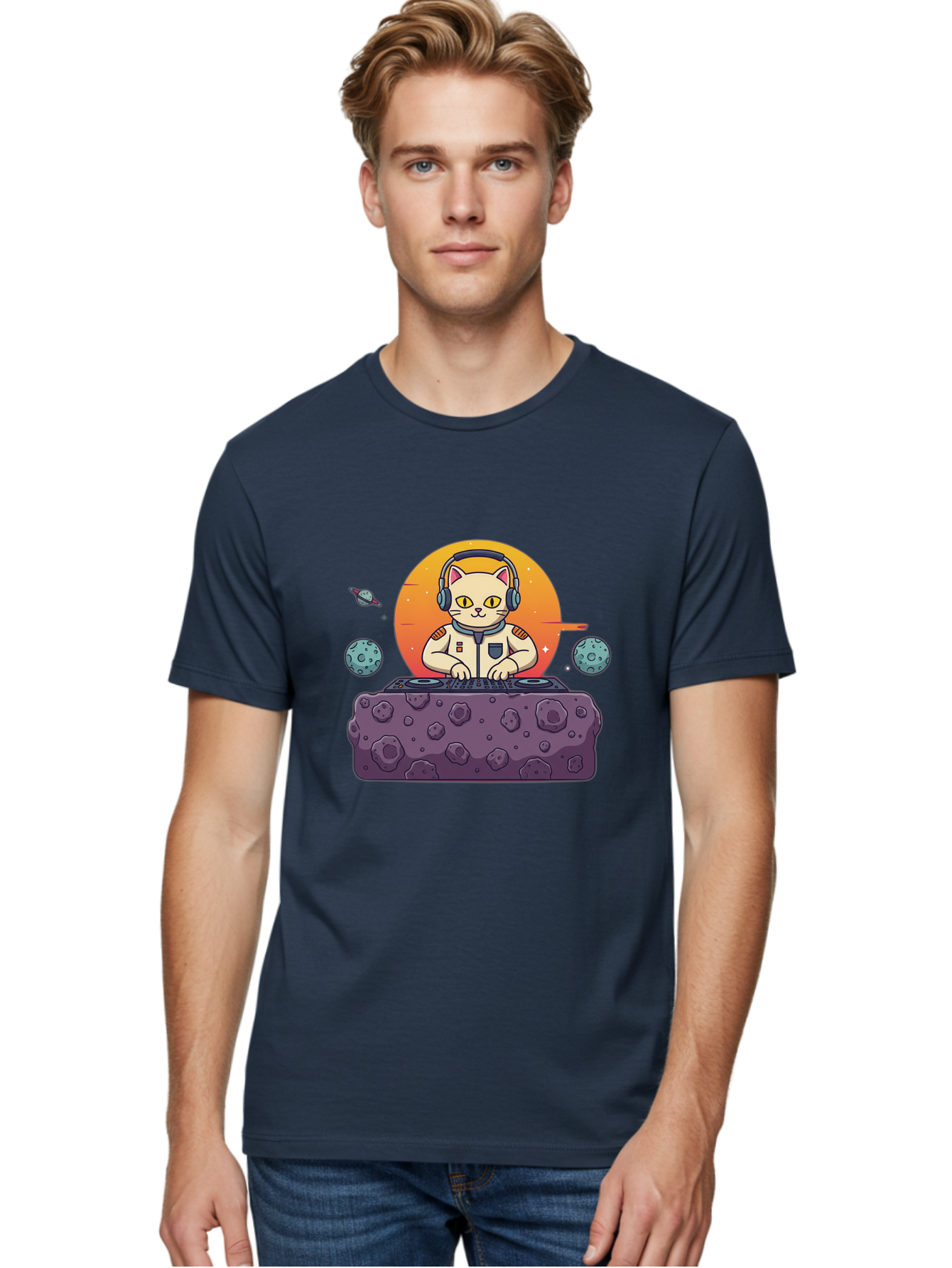Dj-Astronaut-Cat Men'S Graphic Tee, 100% Cotton, Comfortable Casual Summer Wear, Machine Washable, Vintage Camera, Old Camera, Antique Camera, Black Camera, Classic Photography, Photography Equipment, Nostalgic Device, Film Camera, Camera Art Bam297