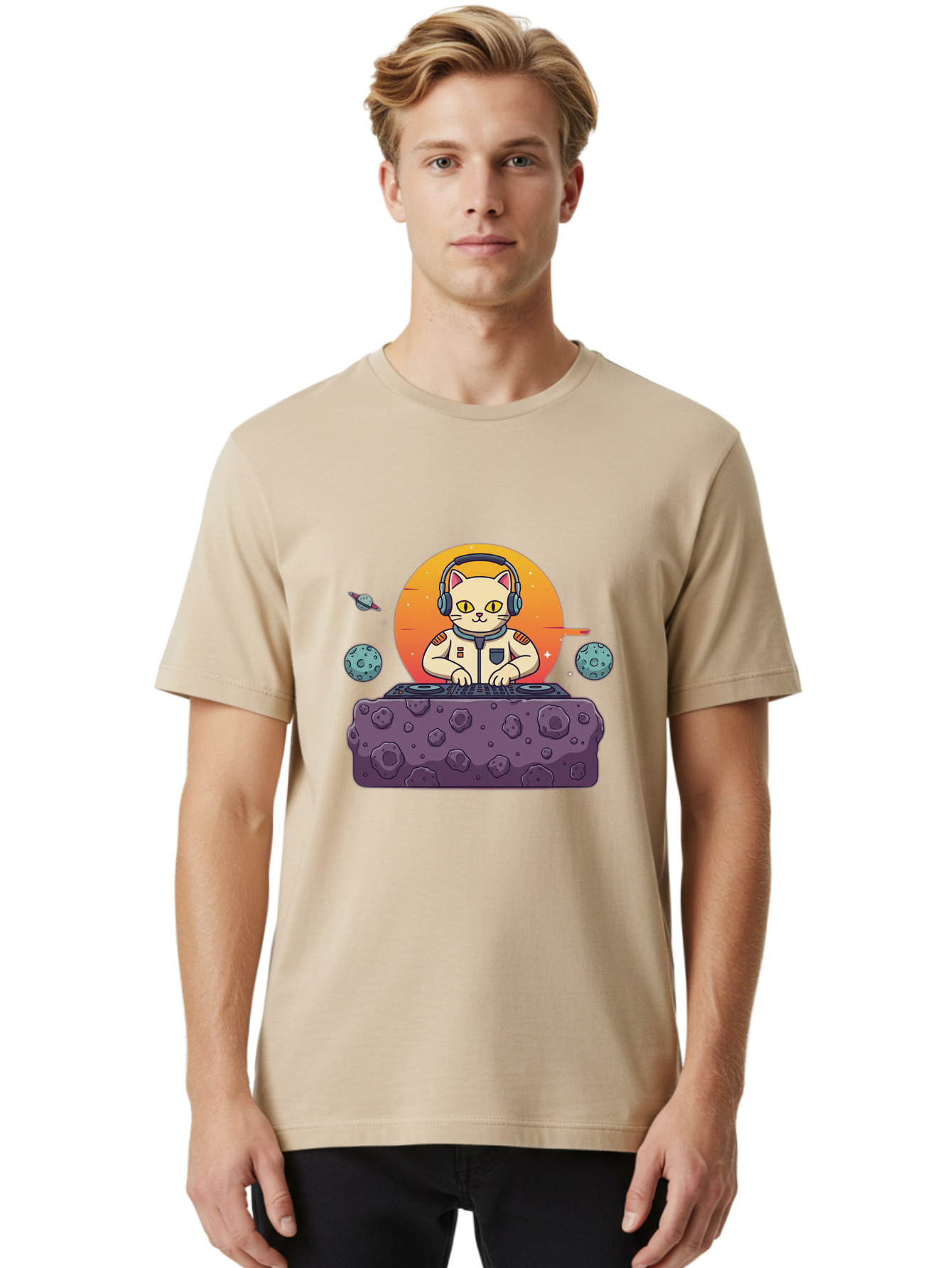 Dj-Astronaut-Cat Men'S Graphic Tee, 100% Cotton, Comfortable Casual Summer Wear, Machine Washable, Vintage Camera, Old Camera, Antique Camera, Black Camera, Classic Photography, Photography Equipment, Nostalgic Device, Film Camera, Camera Art Bam297