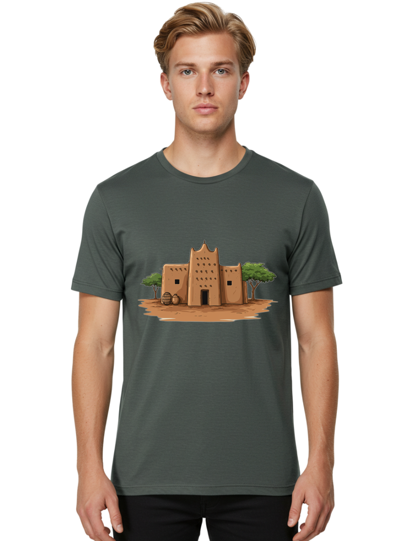 Djenne-Mosque-1 Men'S Graphic Tee, 100% Cotton, Comfortable Casual Summer Wear, Machine Washable, Vintage Camera, Old Camera, Antique Camera, Black Camera, Classic Photography, Photography Equipment, Nostalgic Device, Film Camera, Camera Art Bam307