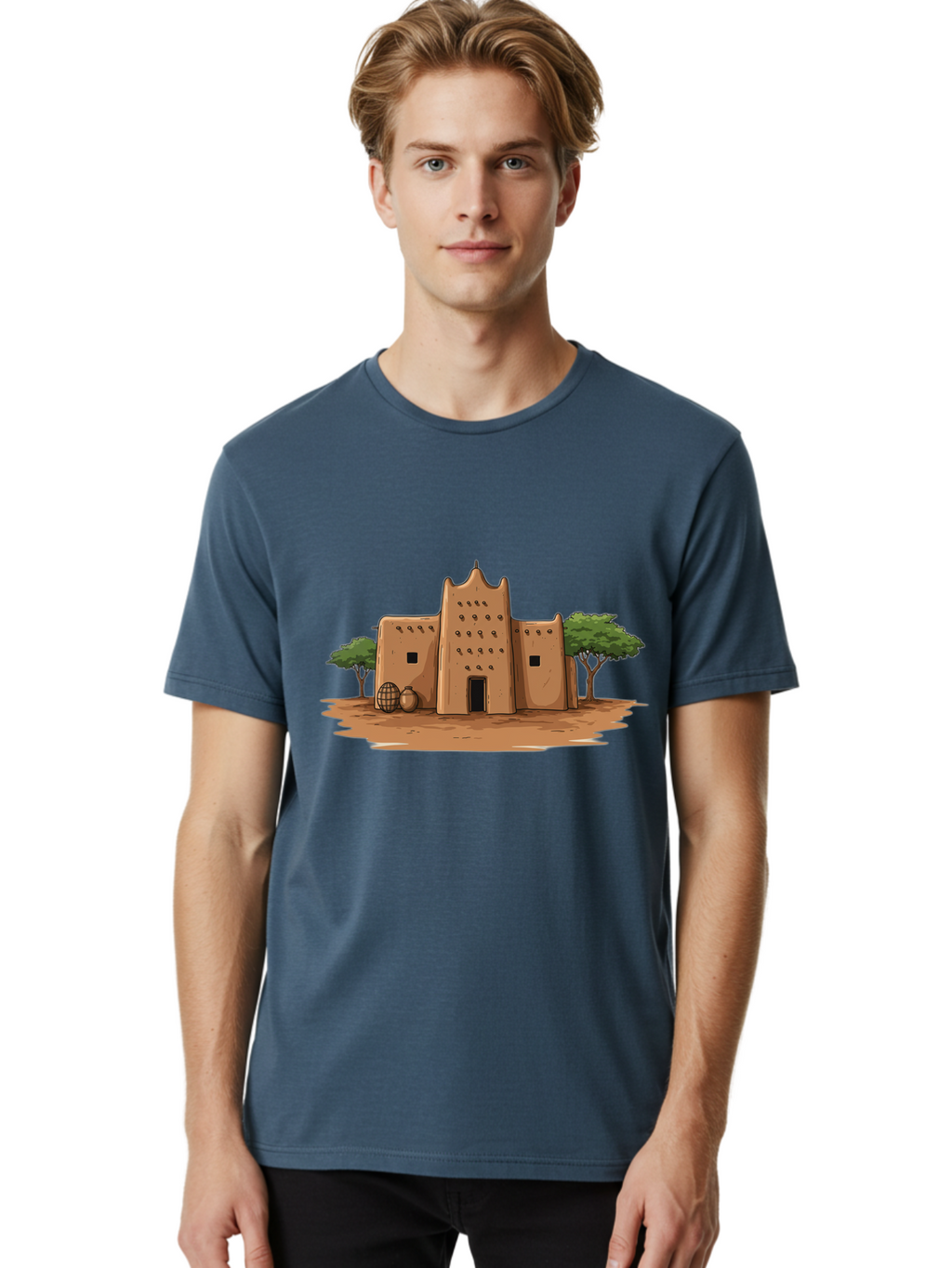 Djenne-Mosque-1 Men'S Graphic Tee, 100% Cotton, Comfortable Casual Summer Wear, Machine Washable, Vintage Camera, Old Camera, Antique Camera, Black Camera, Classic Photography, Photography Equipment, Nostalgic Device, Film Camera, Camera Art Bam307