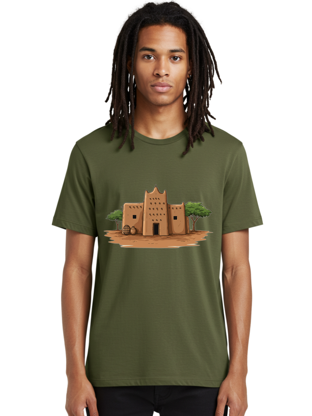 Djenne-Mosque-1 Men'S Graphic Tee, 100% Cotton, Comfortable Casual Summer Wear, Machine Washable, Vintage Camera, Old Camera, Antique Camera, Black Camera, Classic Photography, Photography Equipment, Nostalgic Device, Film Camera, Camera Art Bam307
