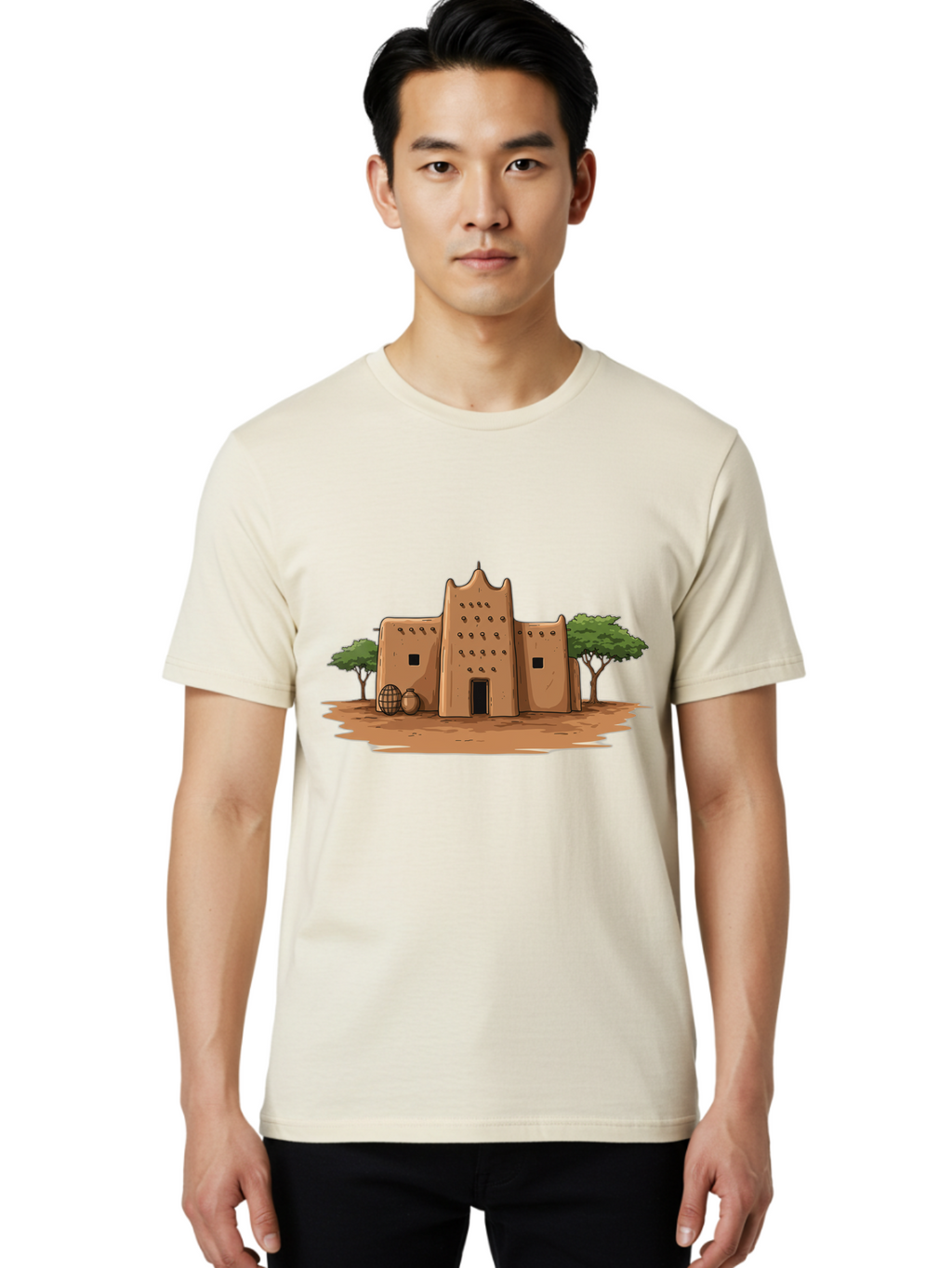 Djenne-Mosque-1 Men'S Graphic Tee, 100% Cotton, Comfortable Casual Summer Wear, Machine Washable, Vintage Camera, Old Camera, Antique Camera, Black Camera, Classic Photography, Photography Equipment, Nostalgic Device, Film Camera, Camera Art Bam307