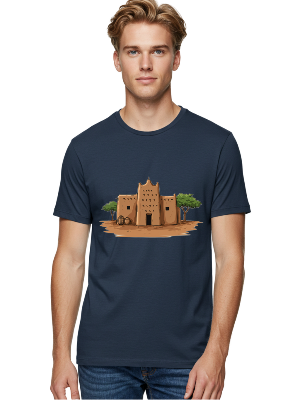 Djenne-Mosque-1 Men'S Graphic Tee, 100% Cotton, Comfortable Casual Summer Wear, Machine Washable, Vintage Camera, Old Camera, Antique Camera, Black Camera, Classic Photography, Photography Equipment, Nostalgic Device, Film Camera, Camera Art Bam307
