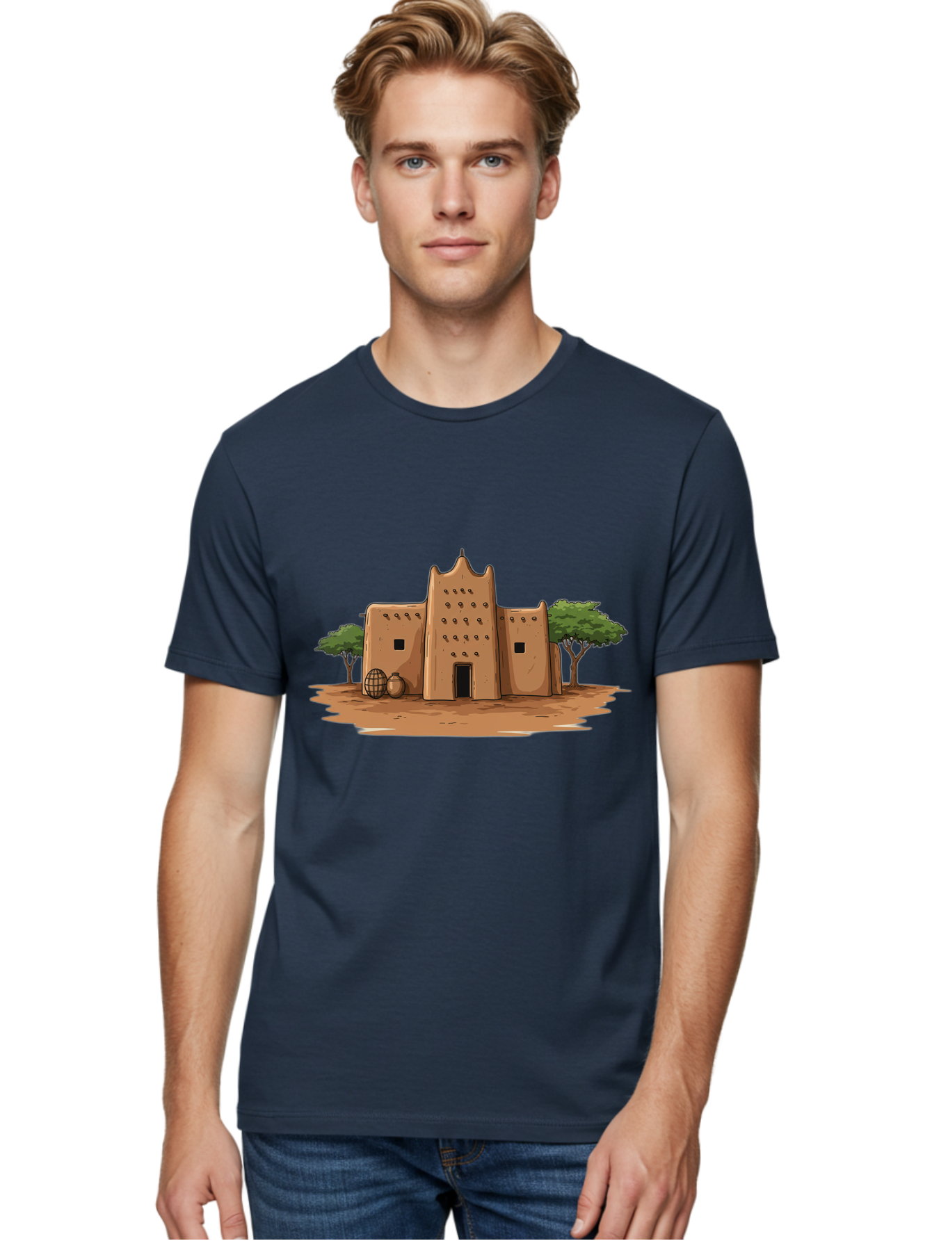 Djenne-Mosque-1 Men'S Graphic Tee, 100% Cotton, Comfortable Casual Summer Wear, Machine Washable, Vintage Camera, Old Camera, Antique Camera, Black Camera, Classic Photography, Photography Equipment, Nostalgic Device, Film Camera, Camera Art Bam307