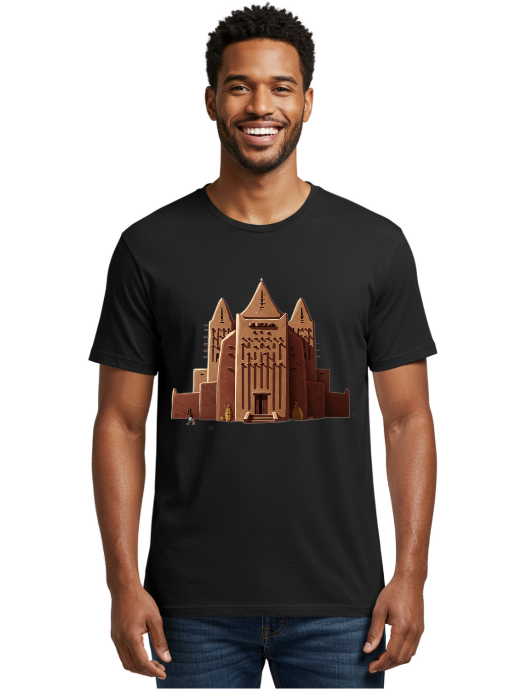 Djenne-Mosque Men'S Graphic Tee, 100% Cotton, Comfortable Casual Summer Wear, Machine Washable, Vintage Camera, Old Camera, Antique Camera, Black Camera, Classic Photography, Photography Equipment, Nostalgic Device, Film Camera, Camera Art Bam308