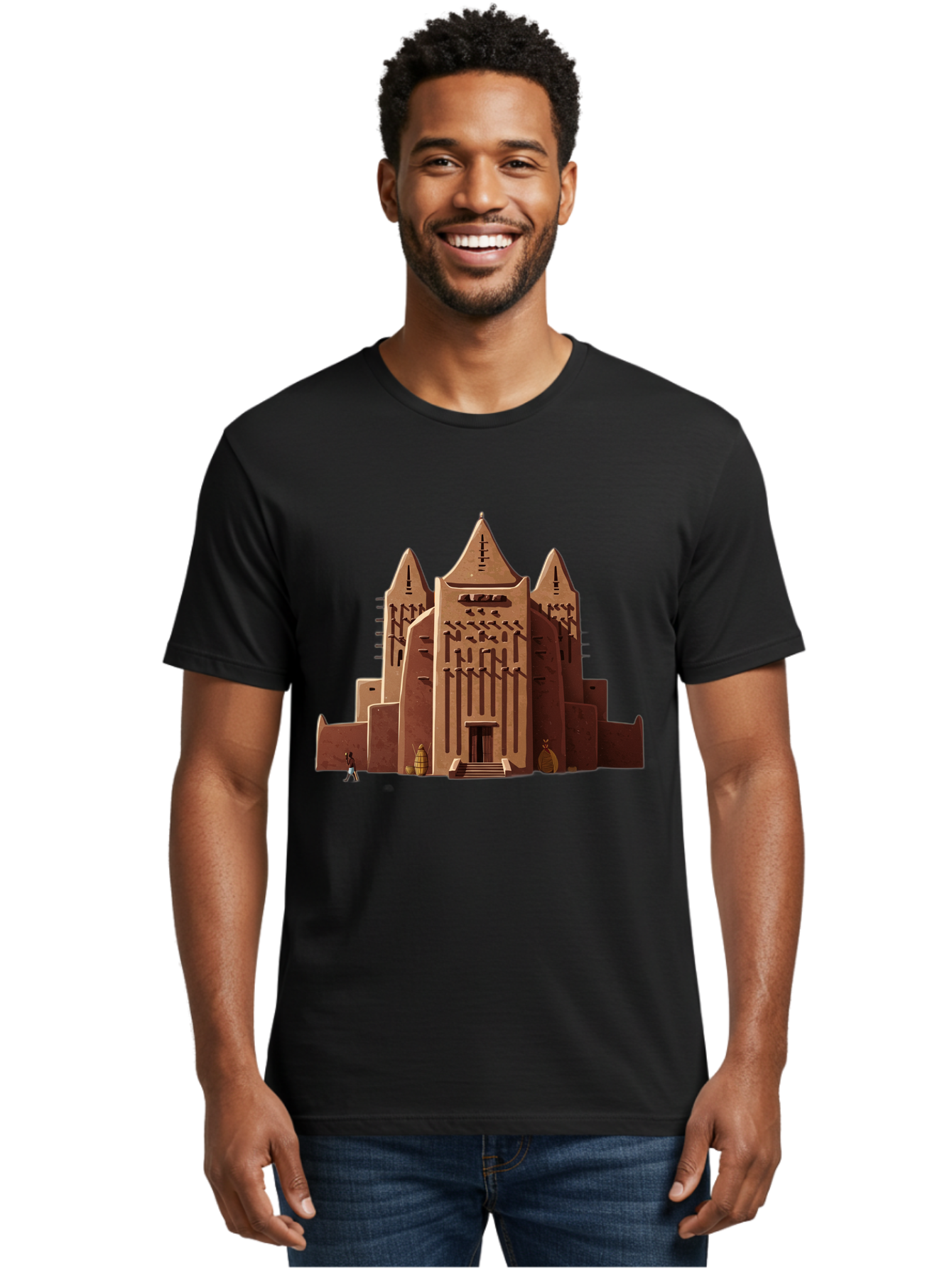 Djenne-Mosque Men'S Graphic Tee, 100% Cotton, Comfortable Casual Summer Wear, Machine Washable, Vintage Camera, Old Camera, Antique Camera, Black Camera, Classic Photography, Photography Equipment, Nostalgic Device, Film Camera, Camera Art Bam308