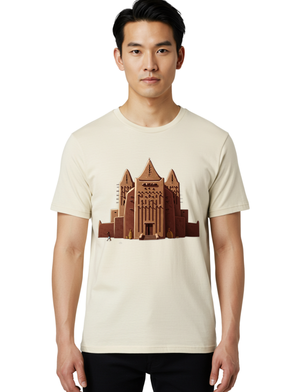 Djenne-Mosque Men'S Graphic Tee, 100% Cotton, Comfortable Casual Summer Wear, Machine Washable, Vintage Camera, Old Camera, Antique Camera, Black Camera, Classic Photography, Photography Equipment, Nostalgic Device, Film Camera, Camera Art Bam308