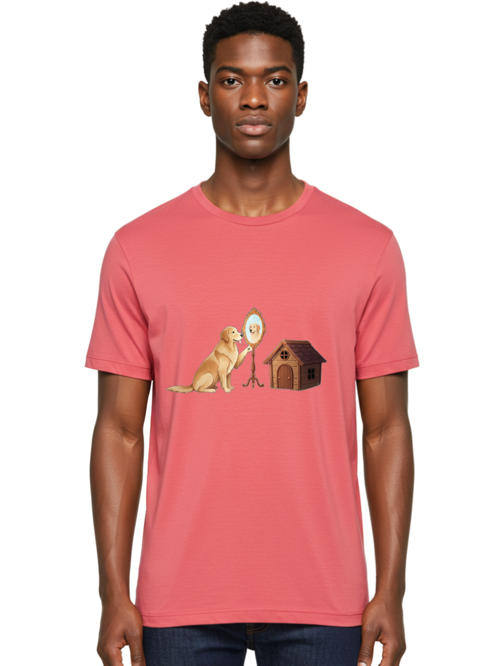 Dog-And-Mirror Men'S Graphic Tee, 100% Cotton, Comfortable Casual Summer Wear, Machine Washable, Vintage Camera, Old Camera, Antique Camera, Black Camera, Classic Photography, Photography Equipment, Nostalgic Device, Film Camera, Camera Art Bam310