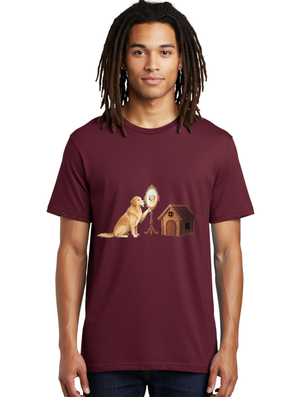 Dog-And-Mirror Men'S Graphic Tee, 100% Cotton, Comfortable Casual Summer Wear, Machine Washable, Vintage Camera, Old Camera, Antique Camera, Black Camera, Classic Photography, Photography Equipment, Nostalgic Device, Film Camera, Camera Art Bam310