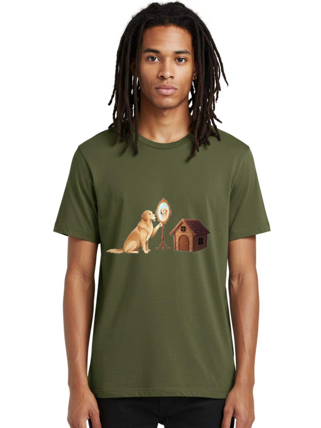 Dog-And-Mirror Men'S Graphic Tee, 100% Cotton, Comfortable Casual Summer Wear, Machine Washable, Vintage Camera, Old Camera, Antique Camera, Black Camera, Classic Photography, Photography Equipment, Nostalgic Device, Film Camera, Camera Art Bam310