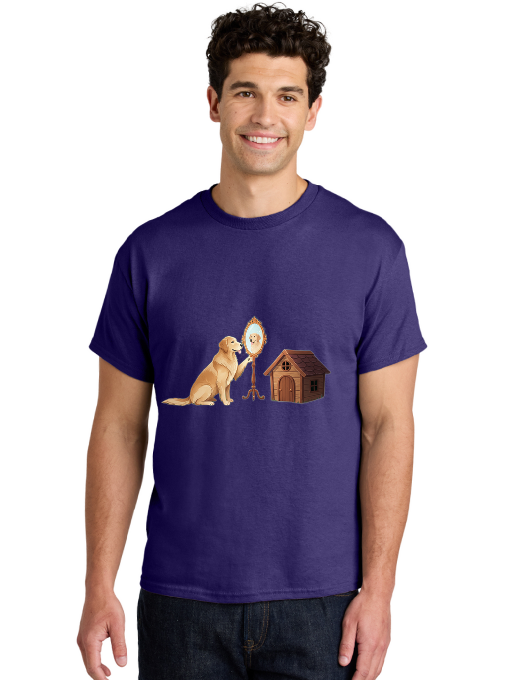 Dog-And-Mirror Men'S Graphic Tee, 100% Cotton, Comfortable Casual Summer Wear, Machine Washable, Vintage Camera, Old Camera, Antique Camera, Black Camera, Classic Photography, Photography Equipment, Nostalgic Device, Film Camera, Camera Art Bam310