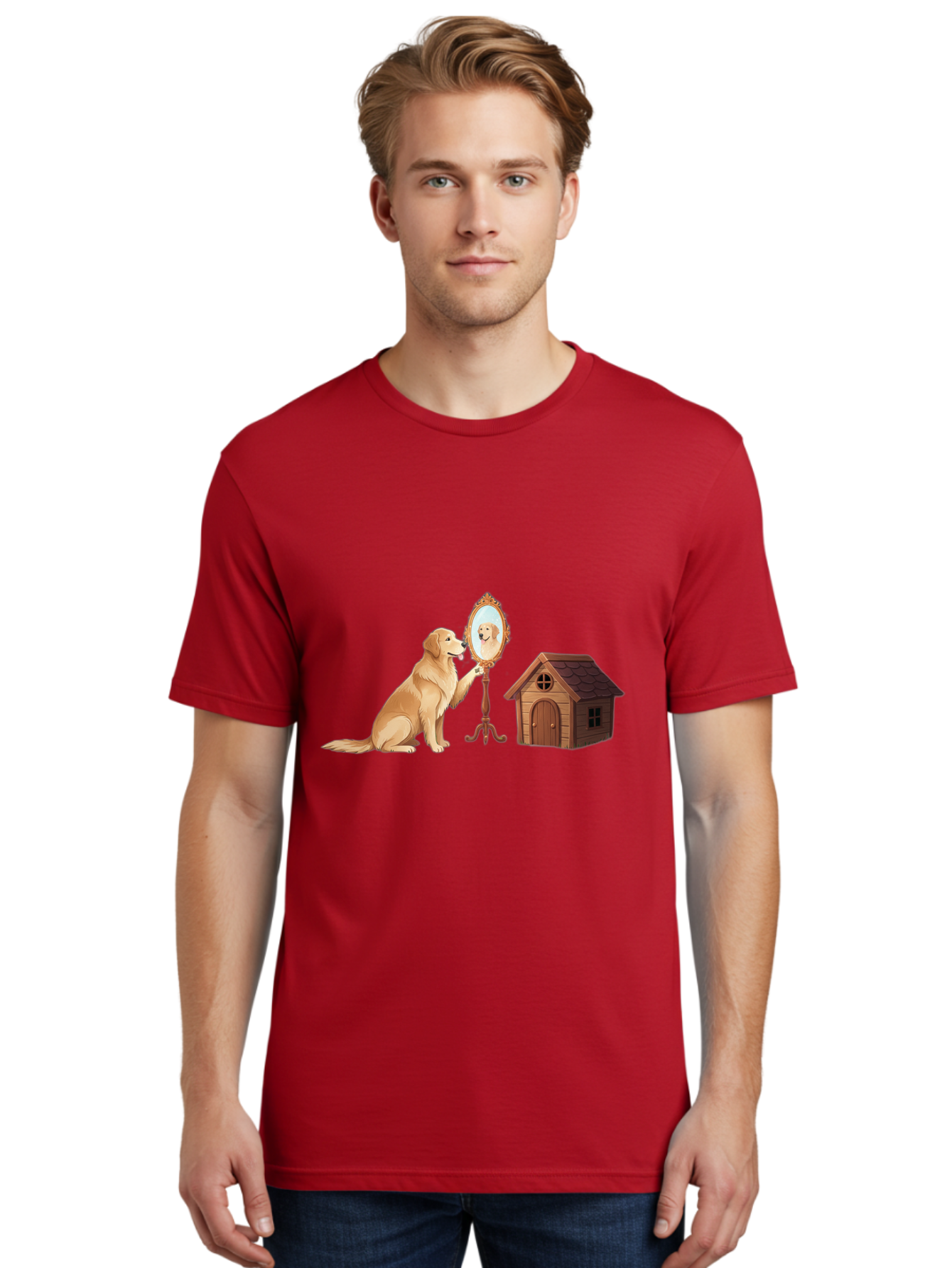 Dog-And-Mirror Men'S Graphic Tee, 100% Cotton, Comfortable Casual Summer Wear, Machine Washable, Vintage Camera, Old Camera, Antique Camera, Black Camera, Classic Photography, Photography Equipment, Nostalgic Device, Film Camera, Camera Art Bam310