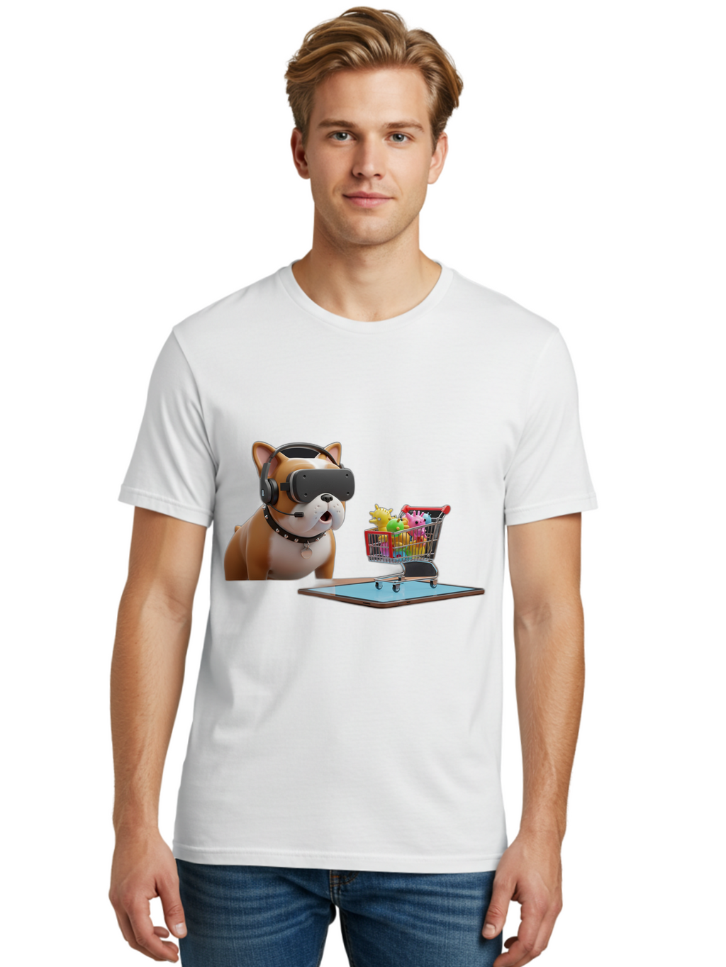 Dog-Vr-Headset Men'S Graphic Tee, 100% Cotton, Comfortable Casual Summer Wear, Machine Washable, Vintage Camera, Old Camera, Antique Camera, Black Camera, Classic Photography, Photography Equipment, Nostalgic Device, Film Camera, Camera Art Bam313