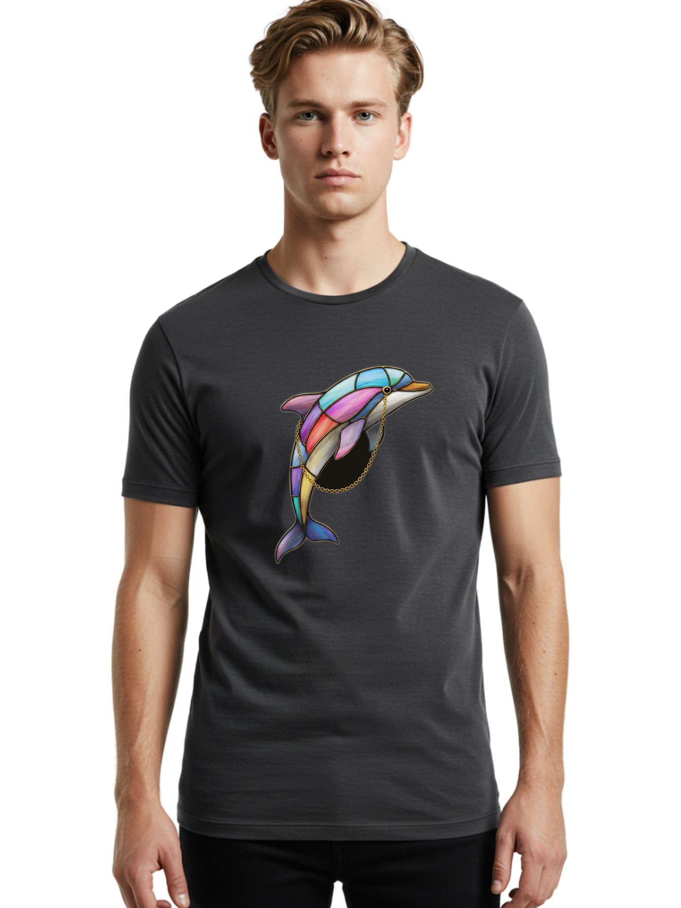 Dolphin-In-Chain Men'S Graphic Tee, 100% Cotton, Comfortable Casual Summer Wear, Machine Washable, Vintage Camera, Old Camera, Antique Camera, Black Camera, Classic Photography, Photography Equipment, Nostalgic Device, Film Camera, Camera Art Bam316